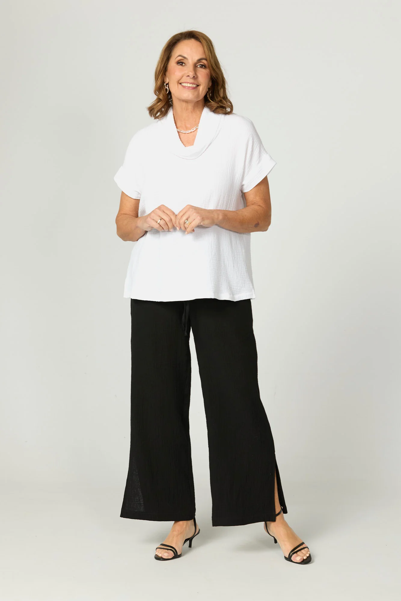 Bubble Cowl Neck Short Sleeve Top - Image 2