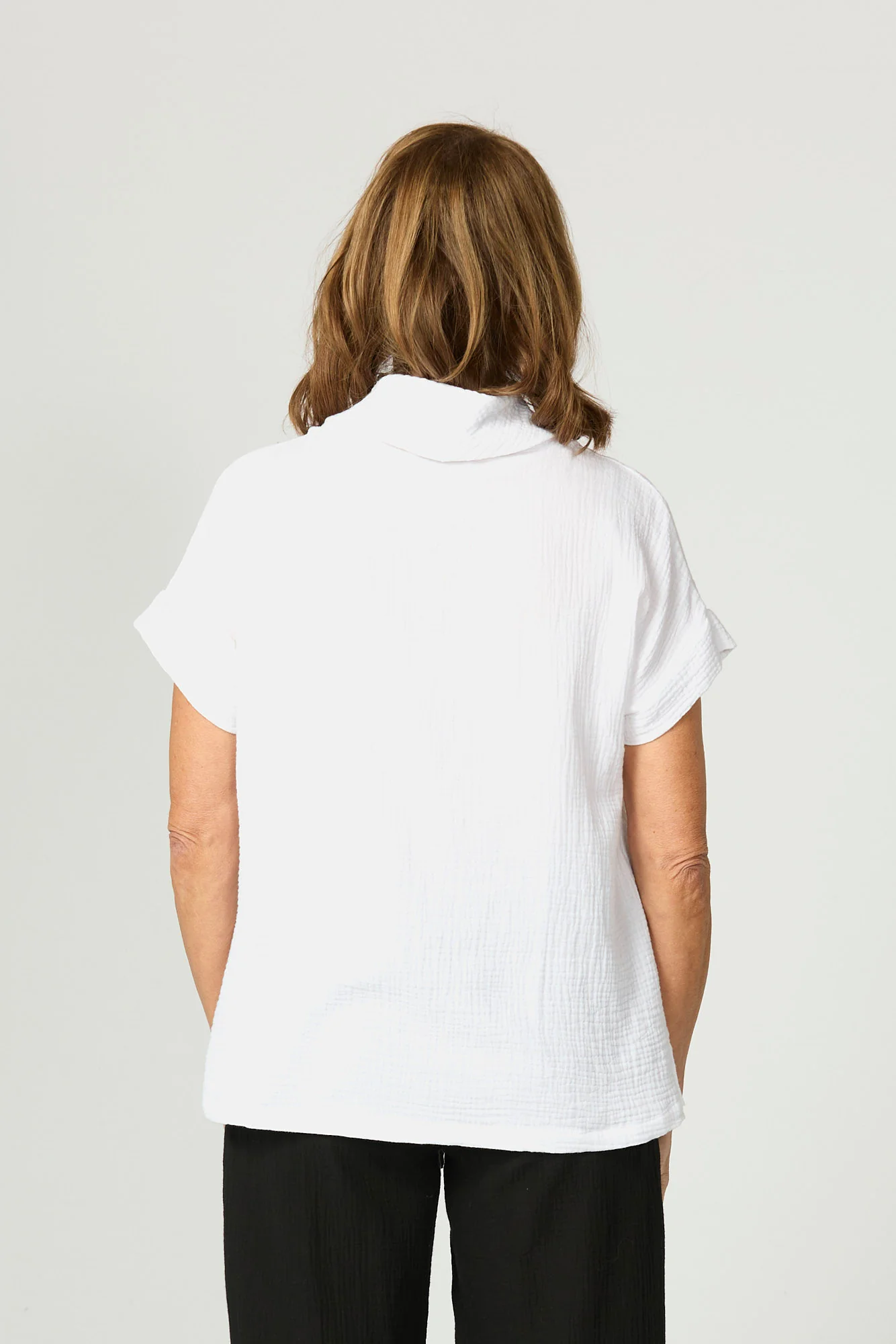 Bubble Cowl Neck Short Sleeve Top - Image 5
