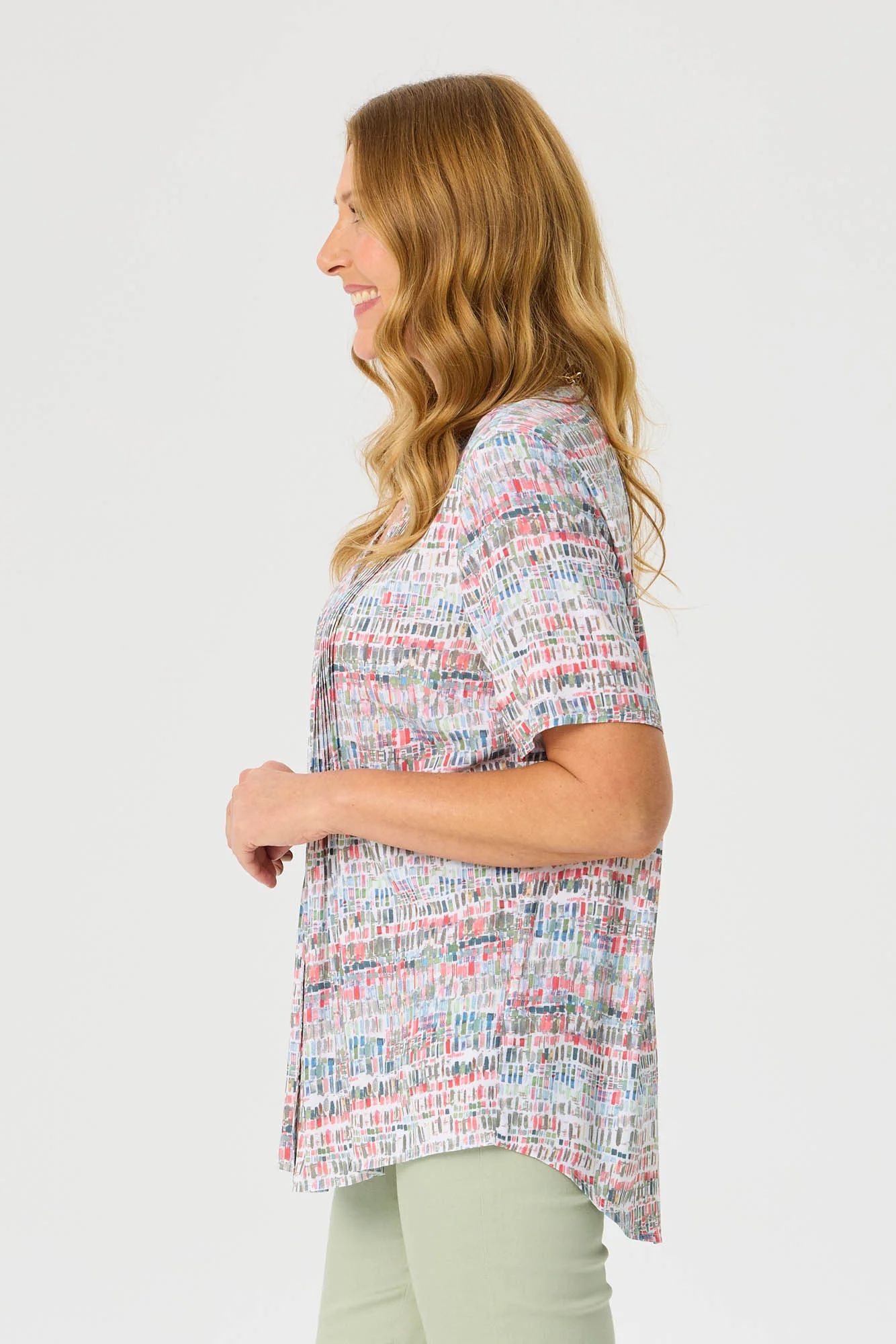 Catania Short Sleeve Pintuck Print Shirt - Image 6