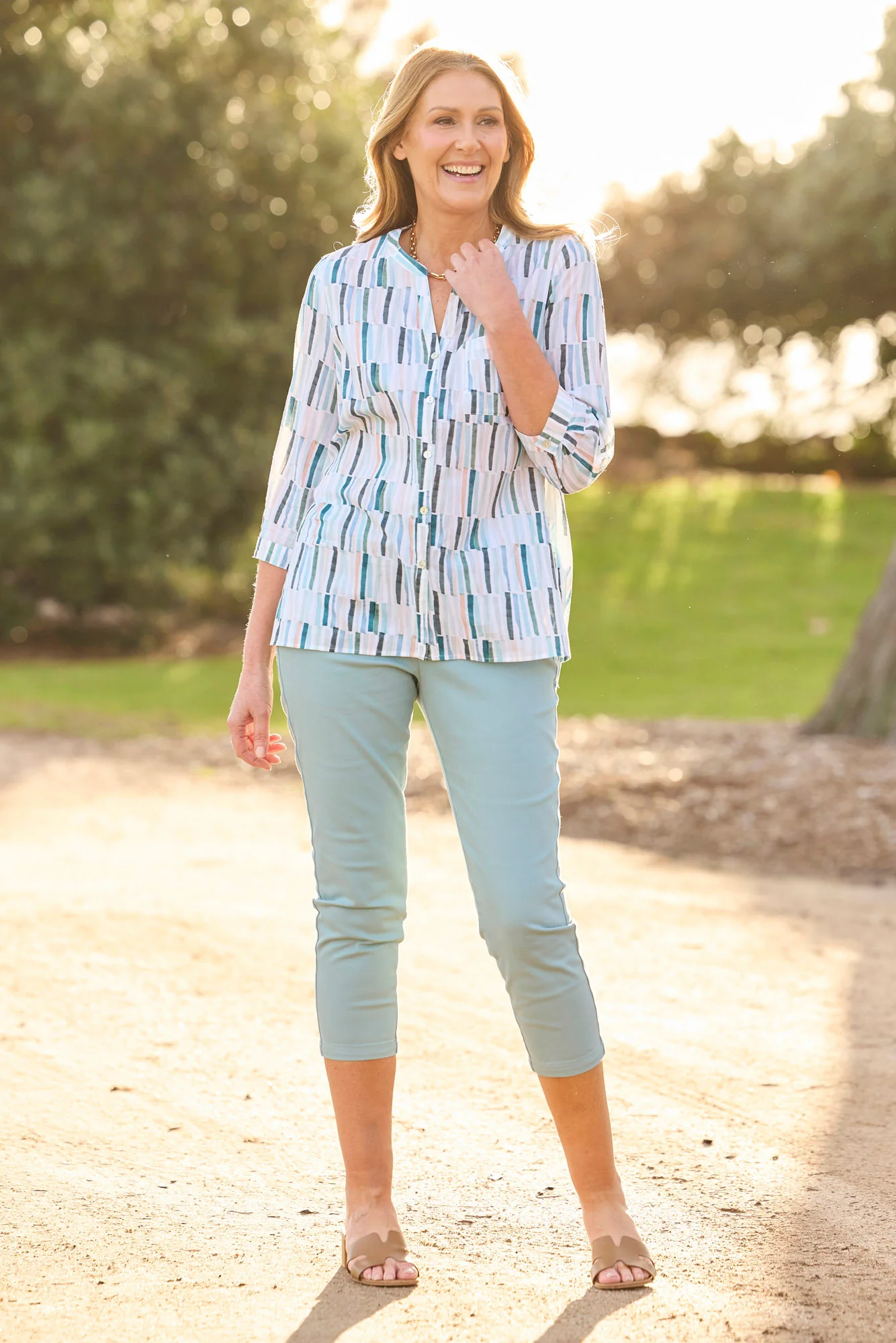 Como 3/4 Sleeve Open Neck Shirt - Image 5