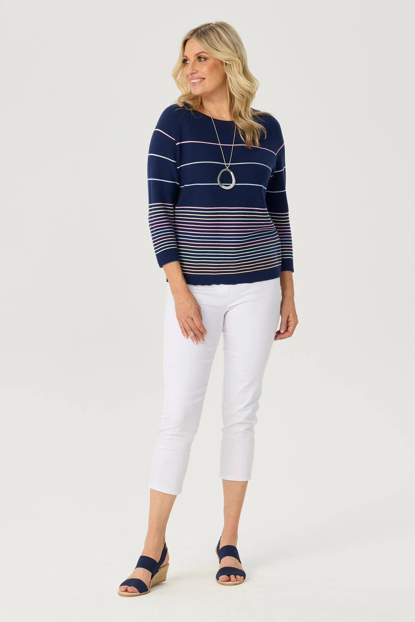 Coraline Stripe 3/4 Sleeve Sweater - Image 4