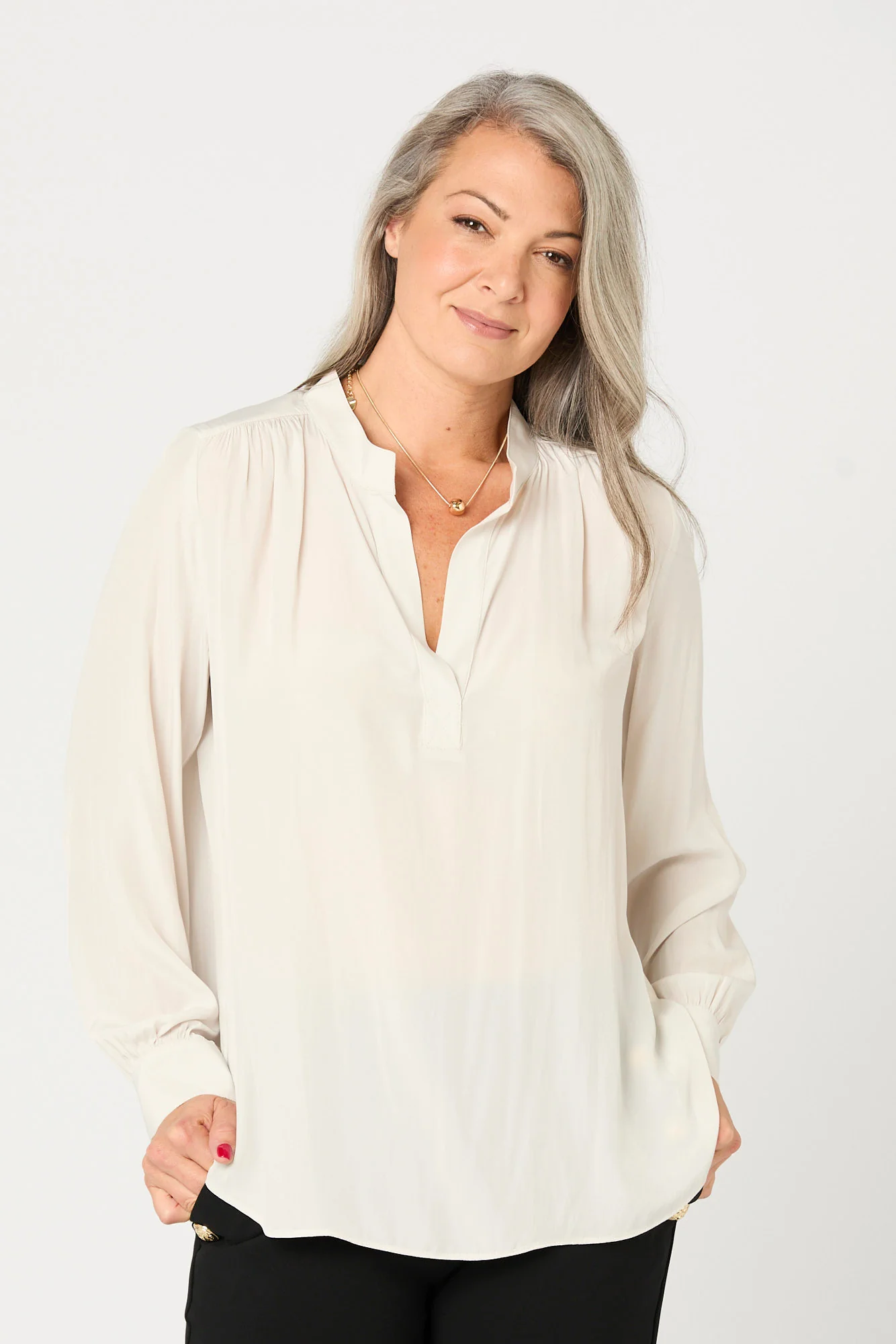 Desire V Neck Popover Blouse