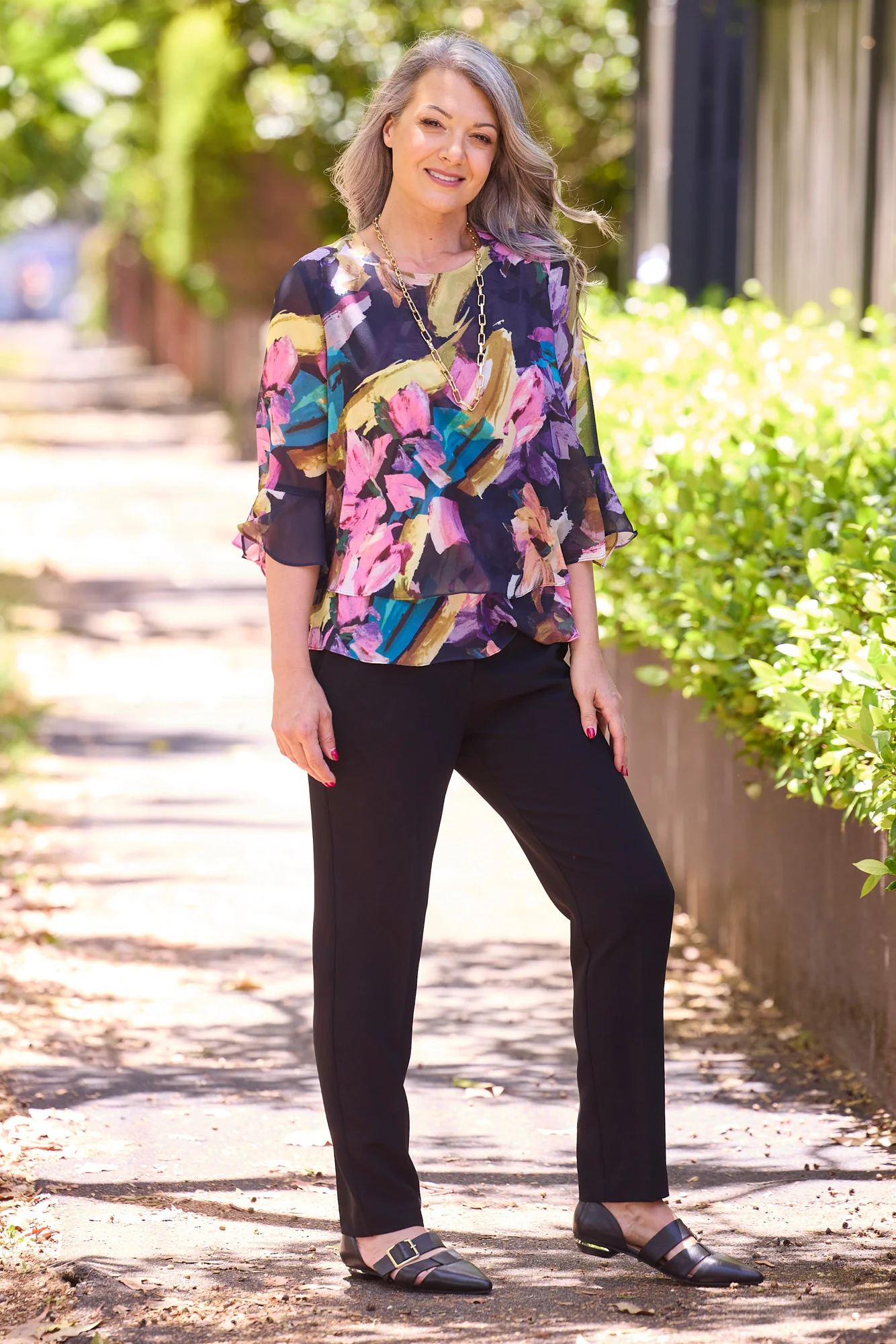 Dominique Flounce Layer 3/4 Sleeve Top - Image 4
