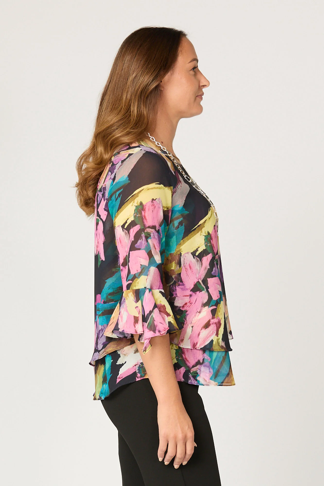 Dominique Flounce Layer 3/4 Sleeve Top - Image 7
