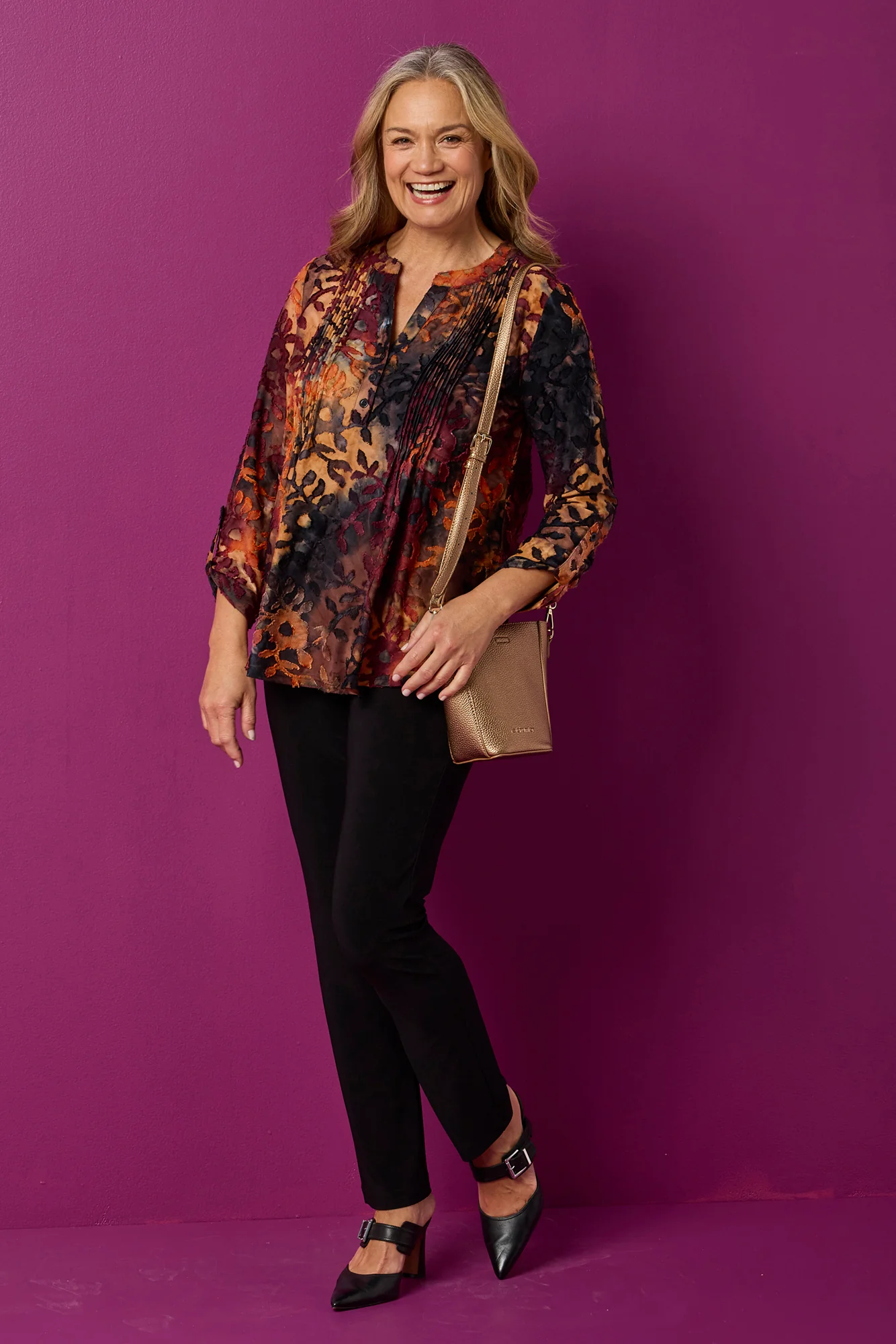 Elvira Burn Out Pleat Top - Image 2