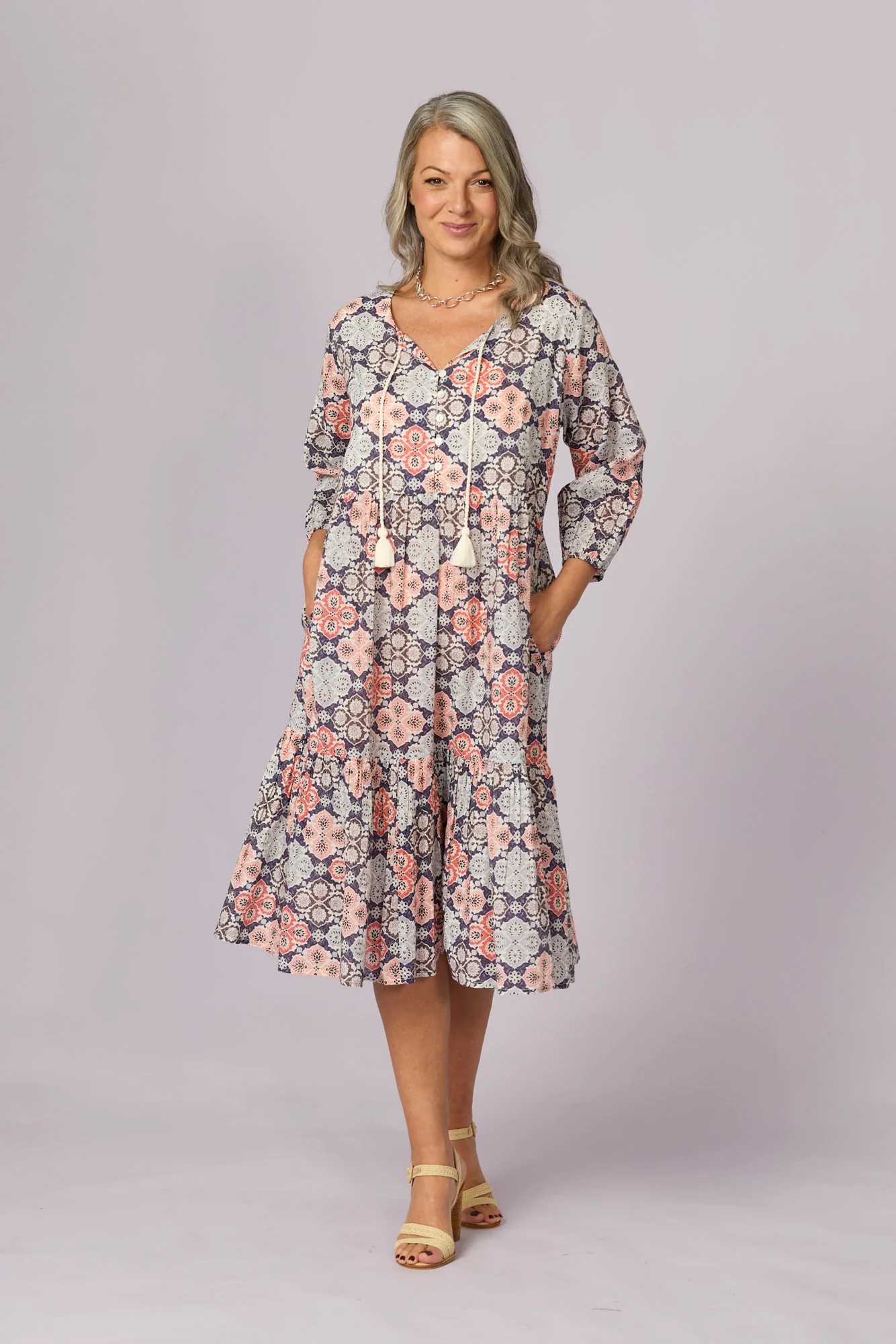 Emily 3/4 Sleeve Midi Dress - Image 2