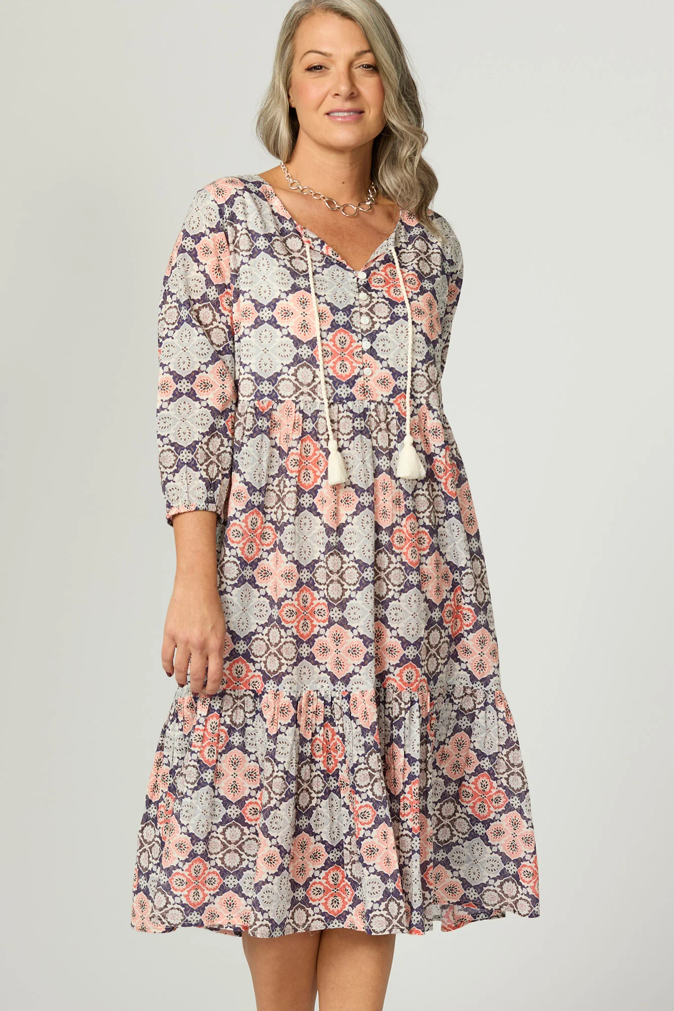Emily 3/4 Sleeve Midi Dress - Image 3