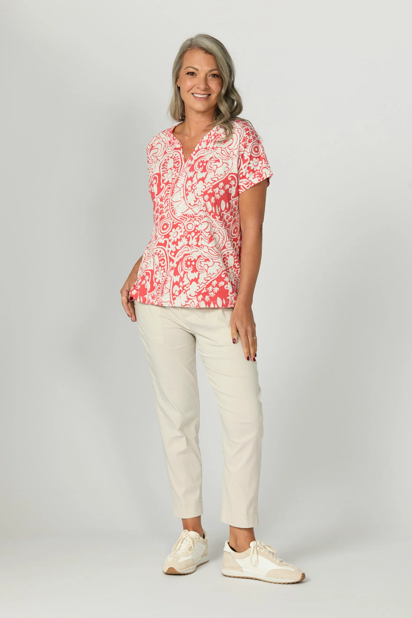 Folie Notch Neck Short Sleeve Tee - Image 2
