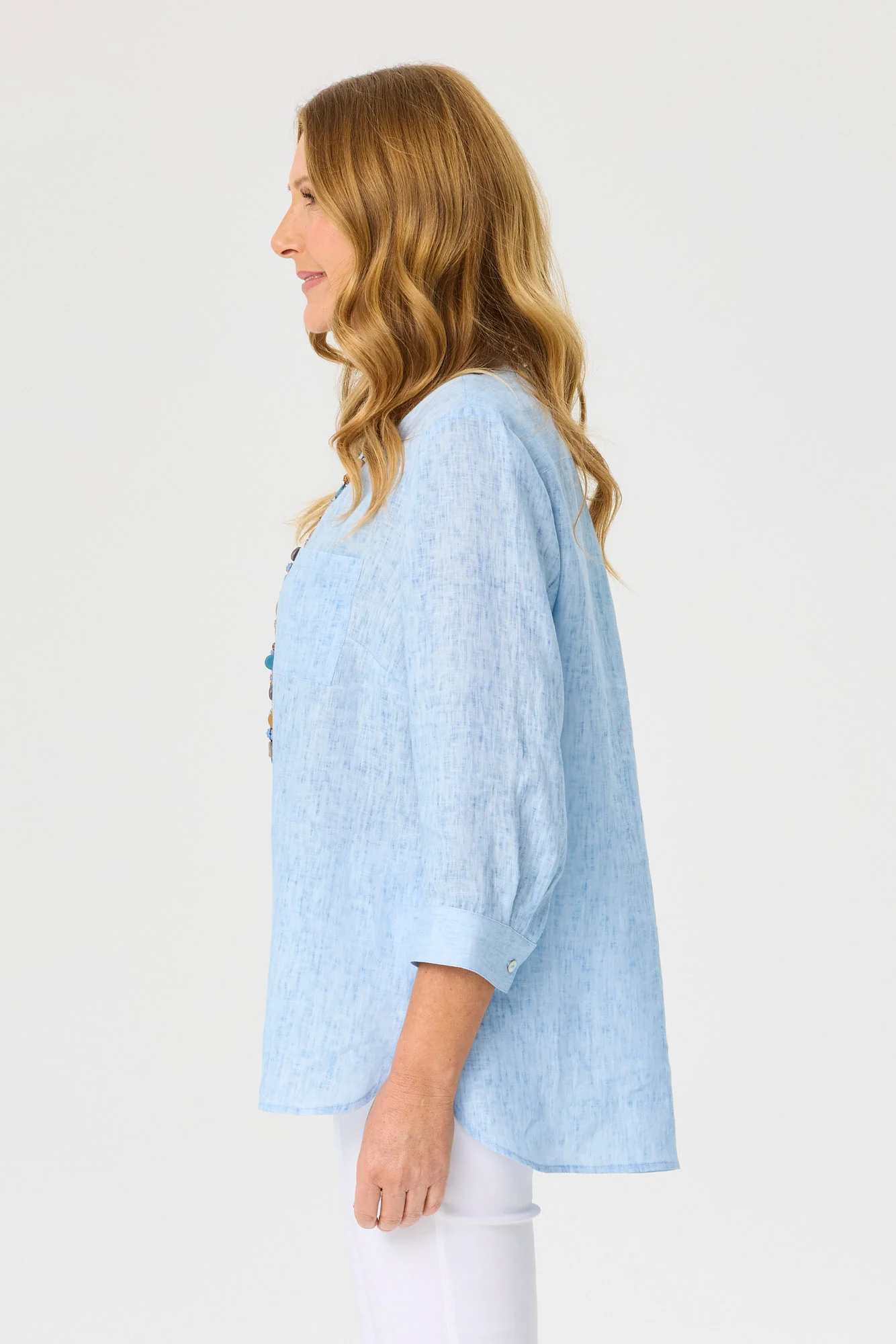 Frost 3/4 Sleeve Collarless Shirt - Image 3