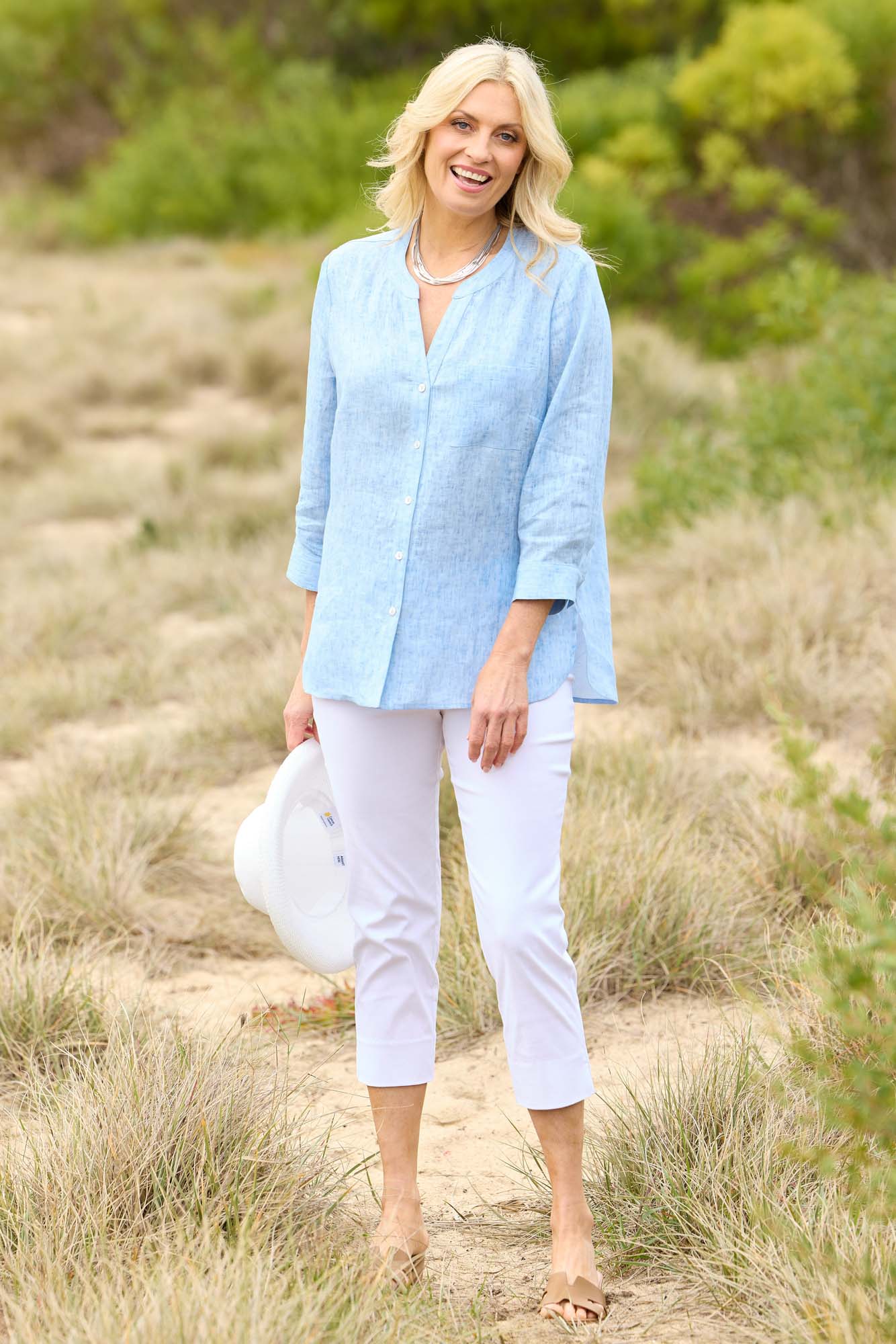 Frost 3/4 Sleeve Collarless Shirt - Image 5