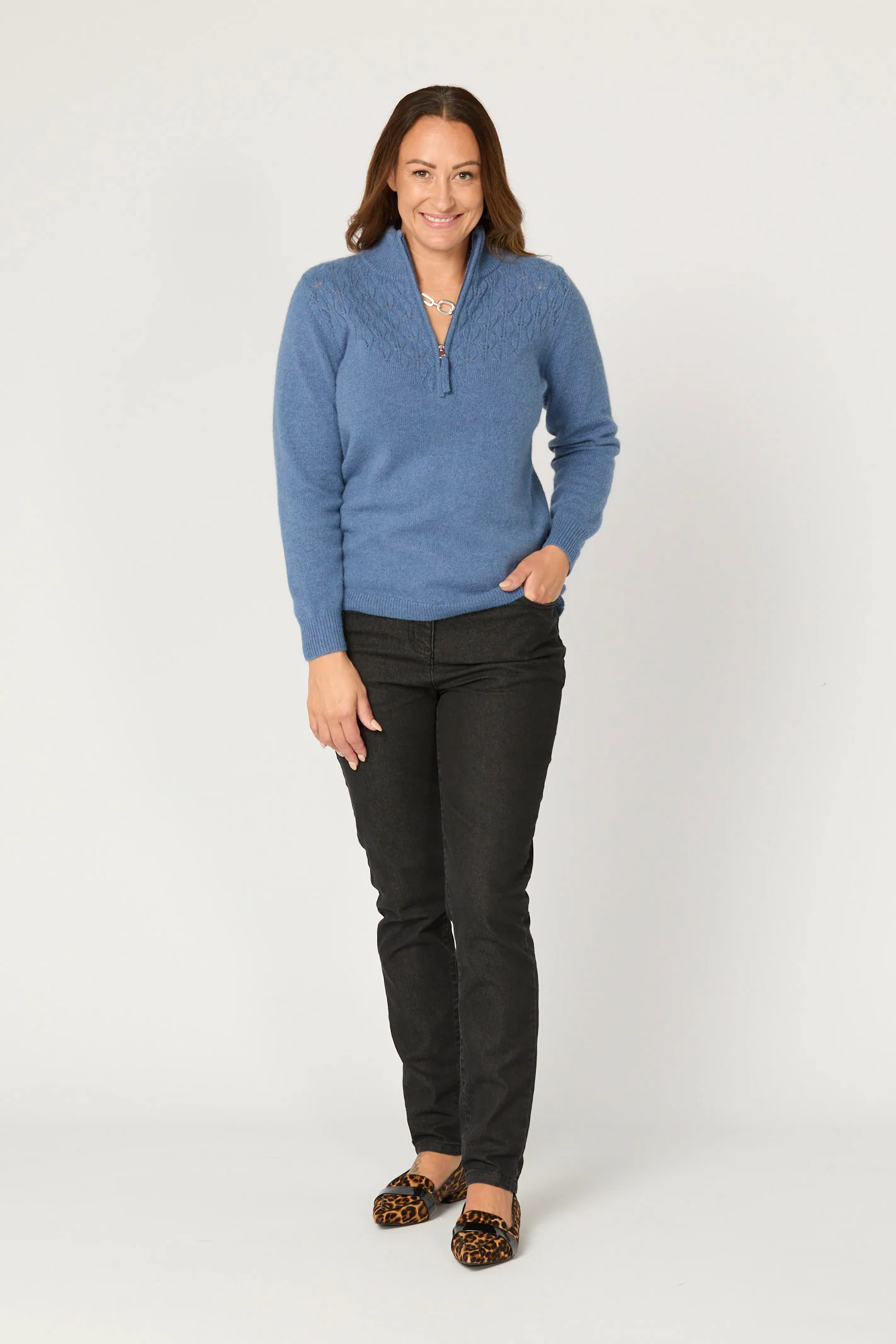 Hannah Zip Neck Sweater - Image 4