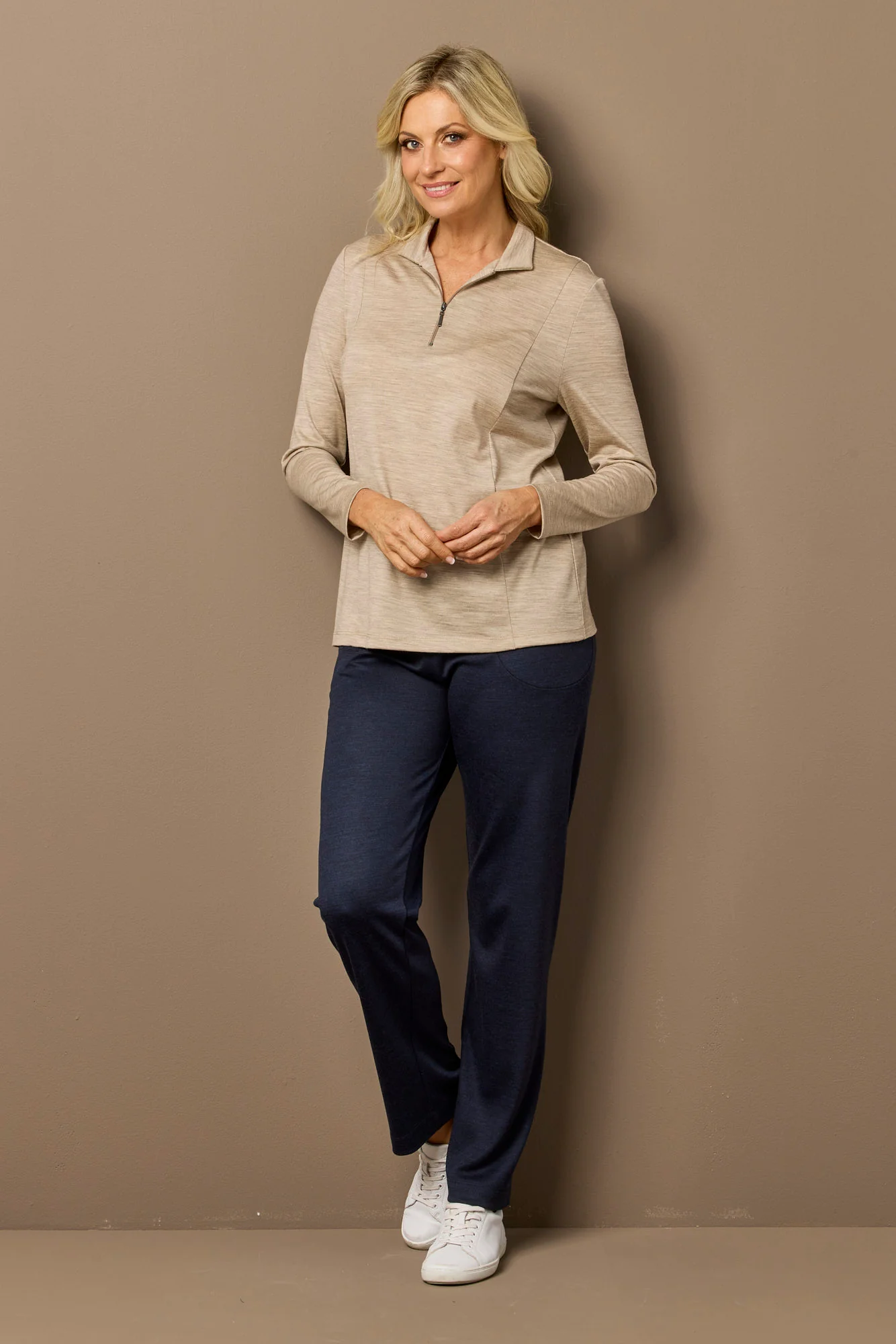 Hedrena Zip Polo Long Sleeve Top - Image 6