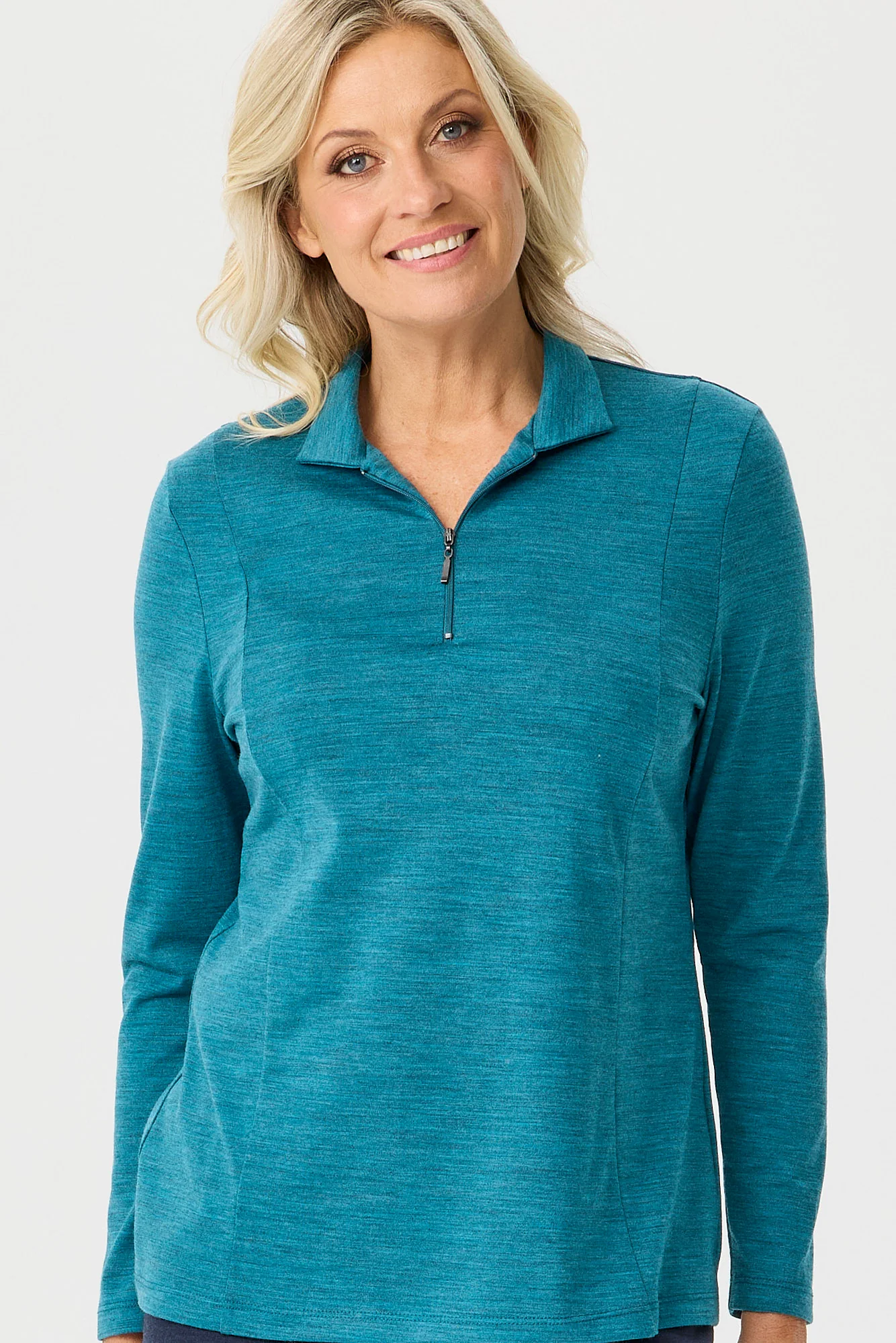 Hedrena Zip Polo Long Sleeve Top - Image 3