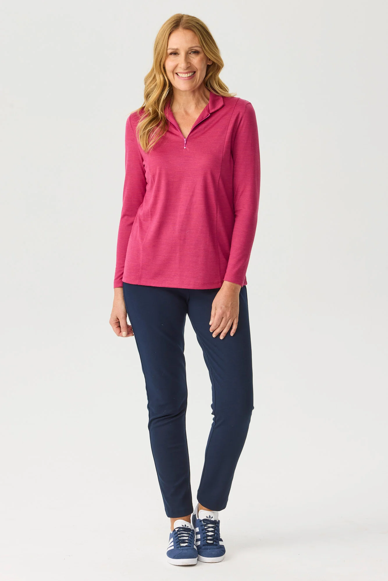 Hedrena Zip Polo Long Sleeve Top - Image 3