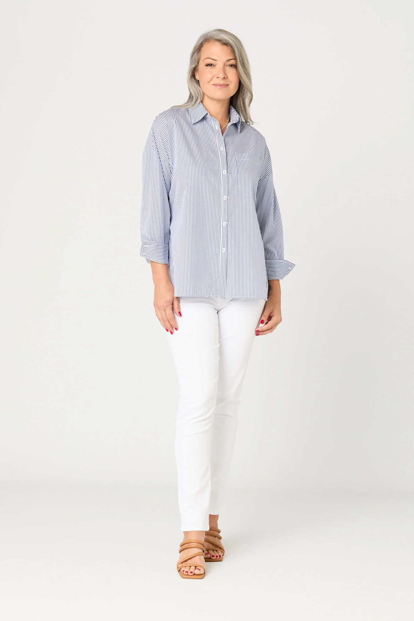 Hi-low Thames Stripe Long Sleeve Shirt - Image 4