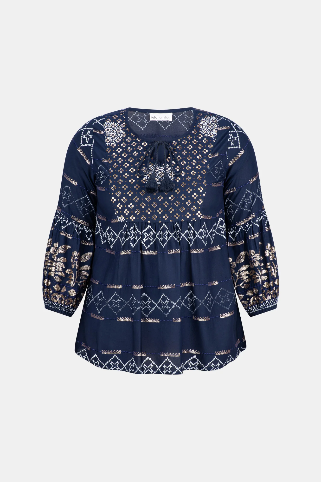 Kattan 3/4 Sleeve Beaded Blouse - Image 7