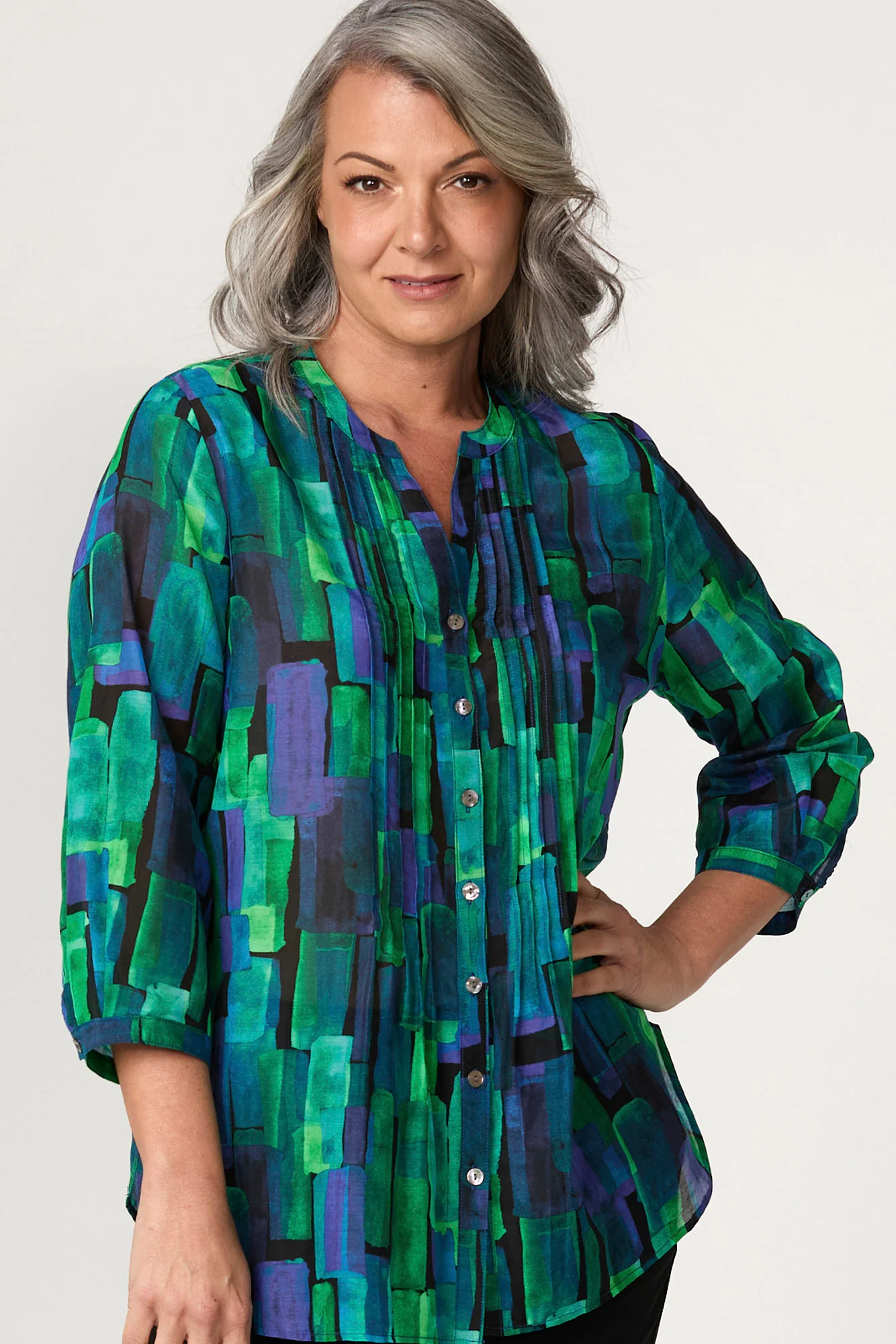 Lark Pintuck Front 3/4 Sv Shirt - Image 3