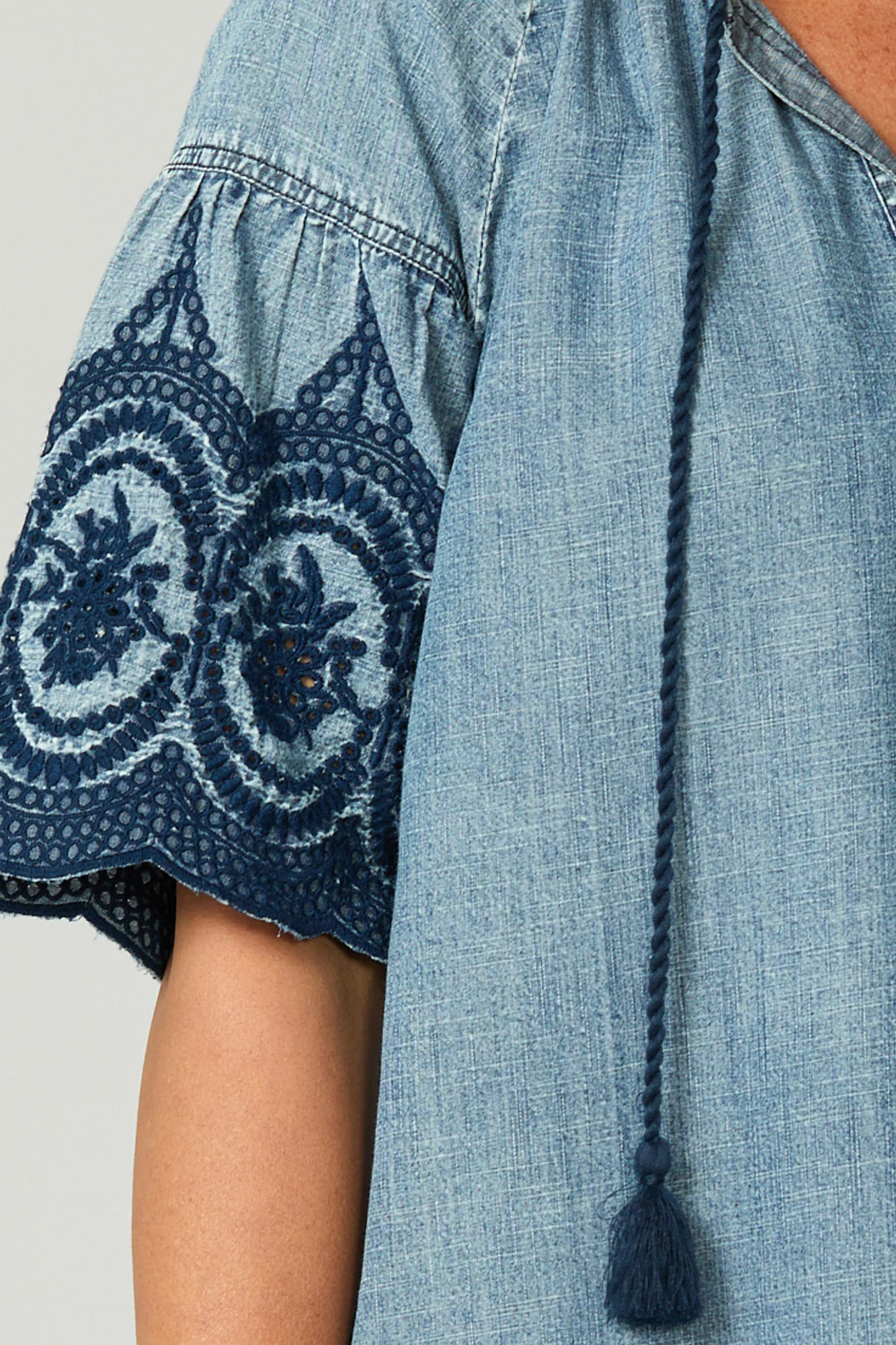 Layla Denim Embroidered Top - Image 6