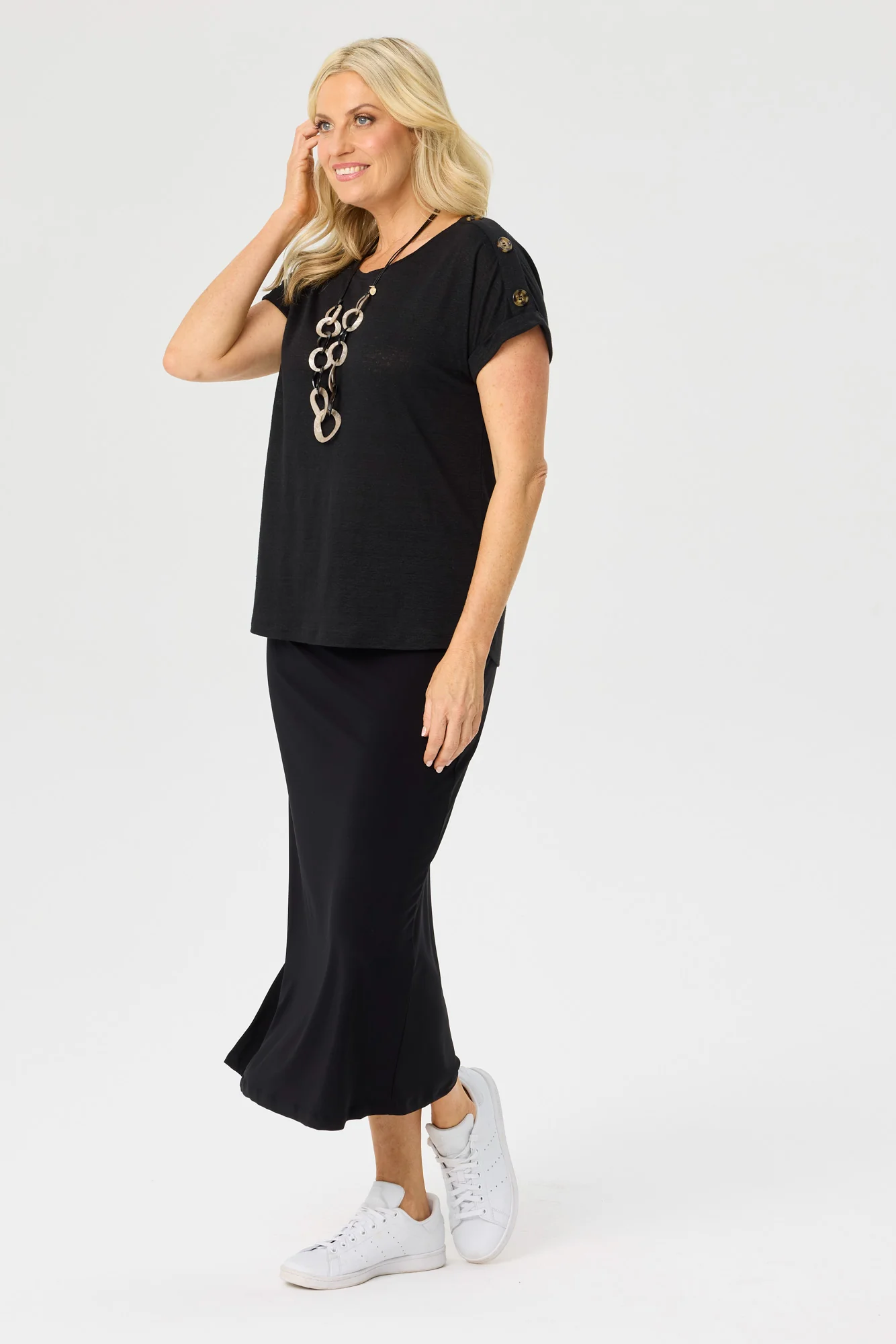 Lia Luxton Short Sleeve Button Detail Top - Image 4