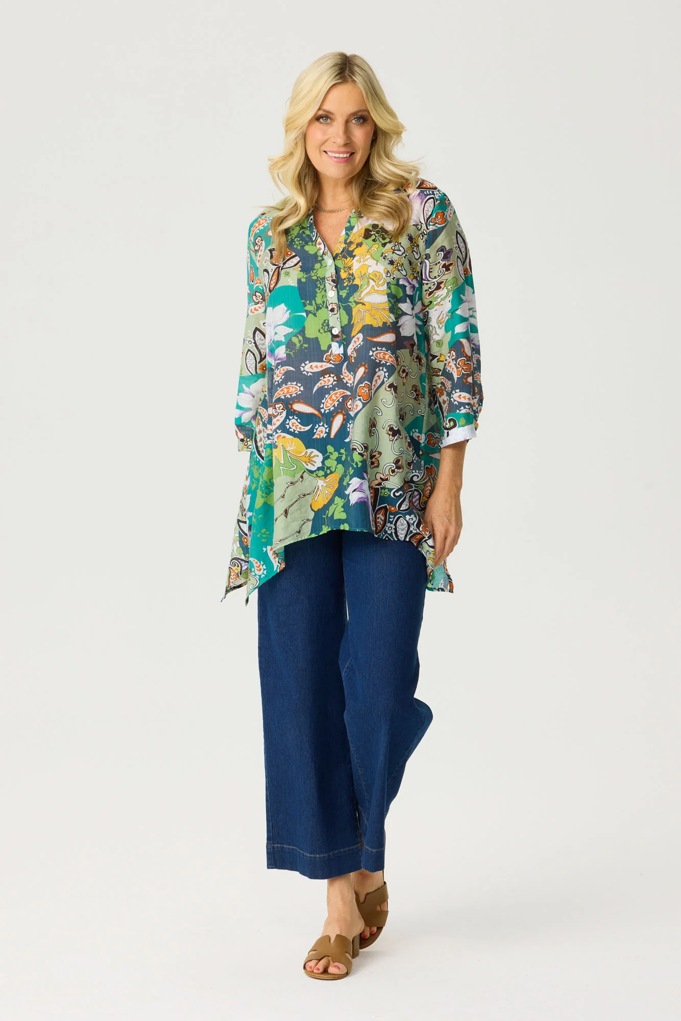 Lolli 3/4 Sleeve Shark Bite Blouse - Image 5