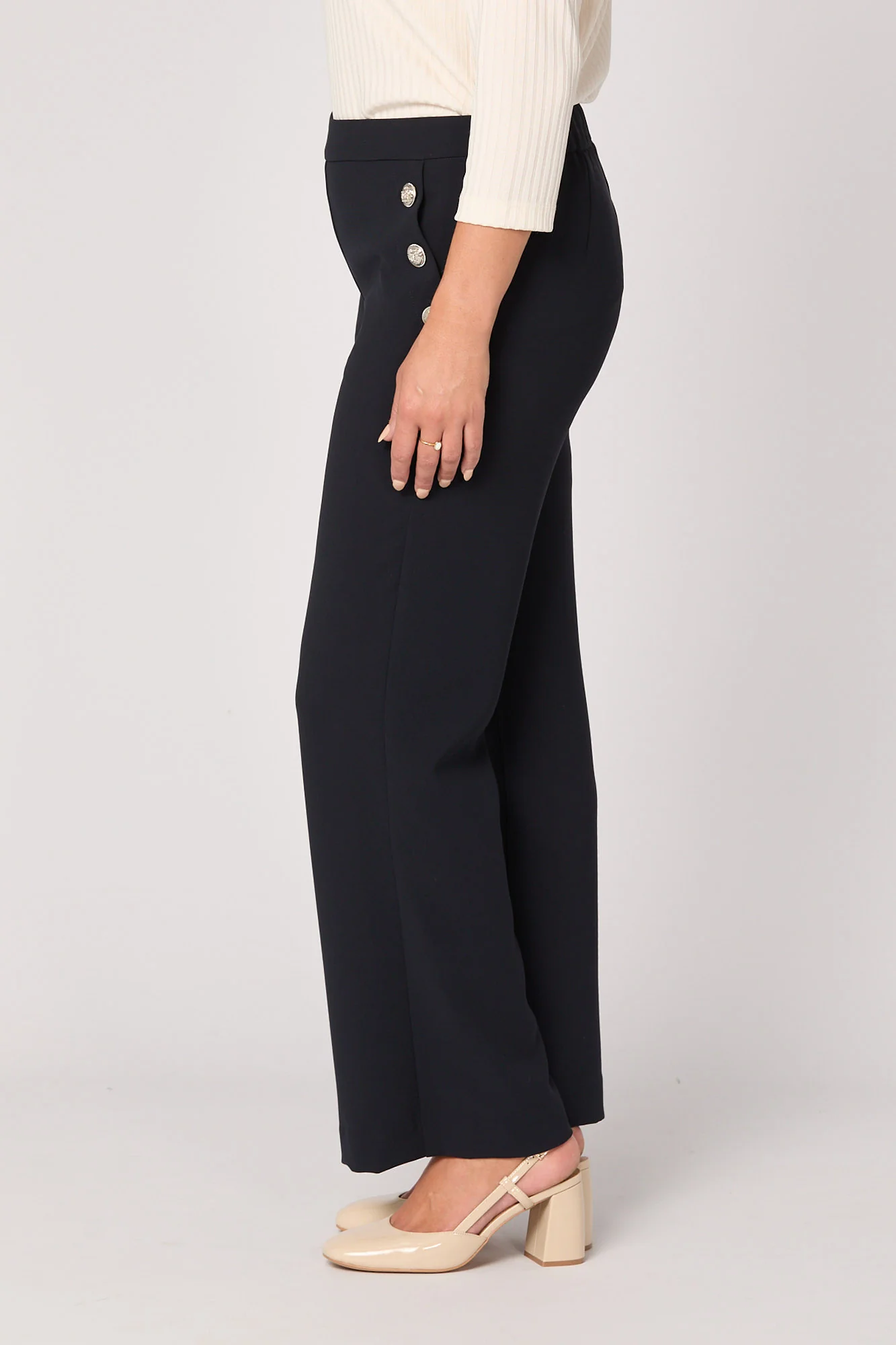 Mara Button Wide Leg Long Pant - Image 3
