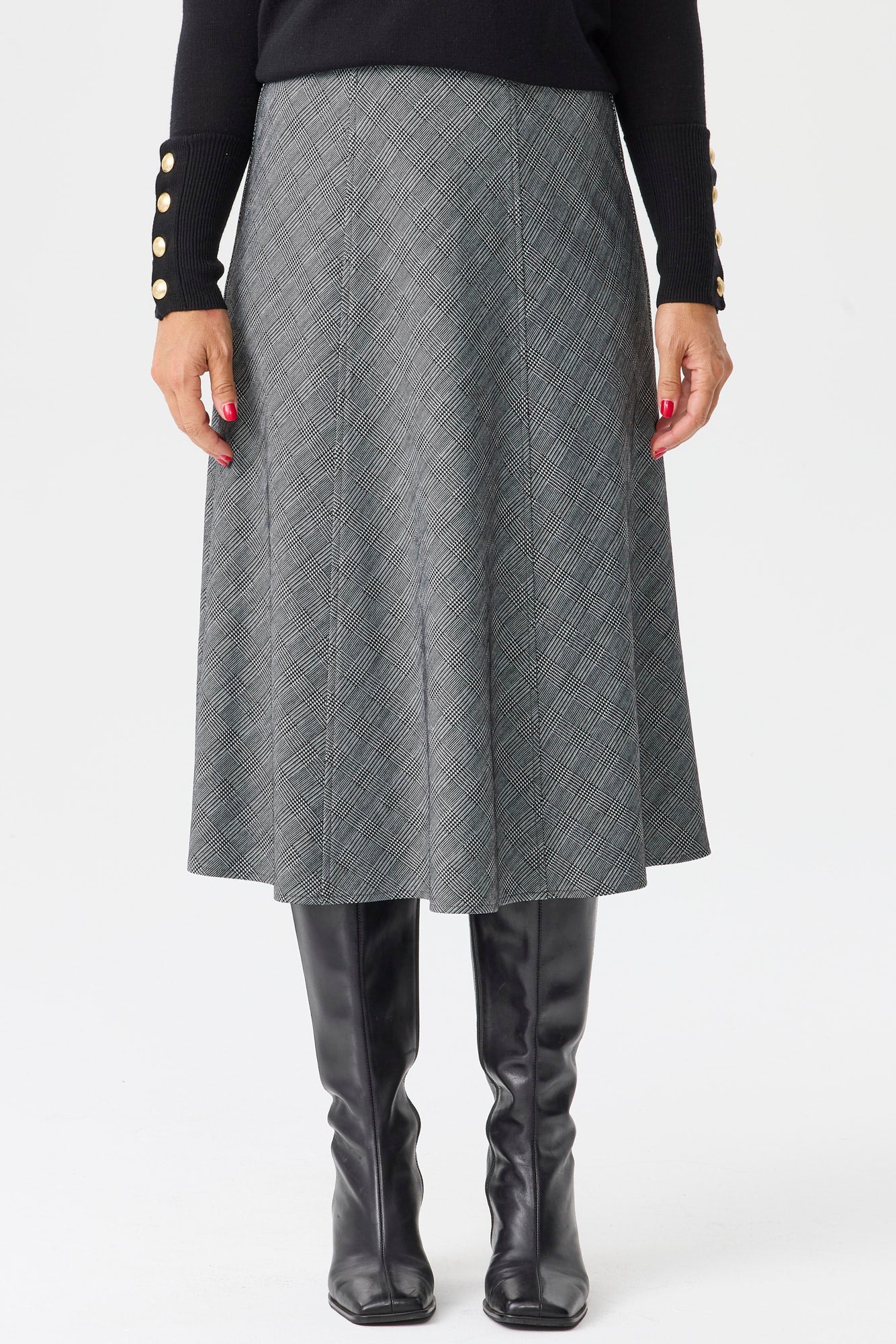 Middleton Check Gored Pull On Skirt - Image 3