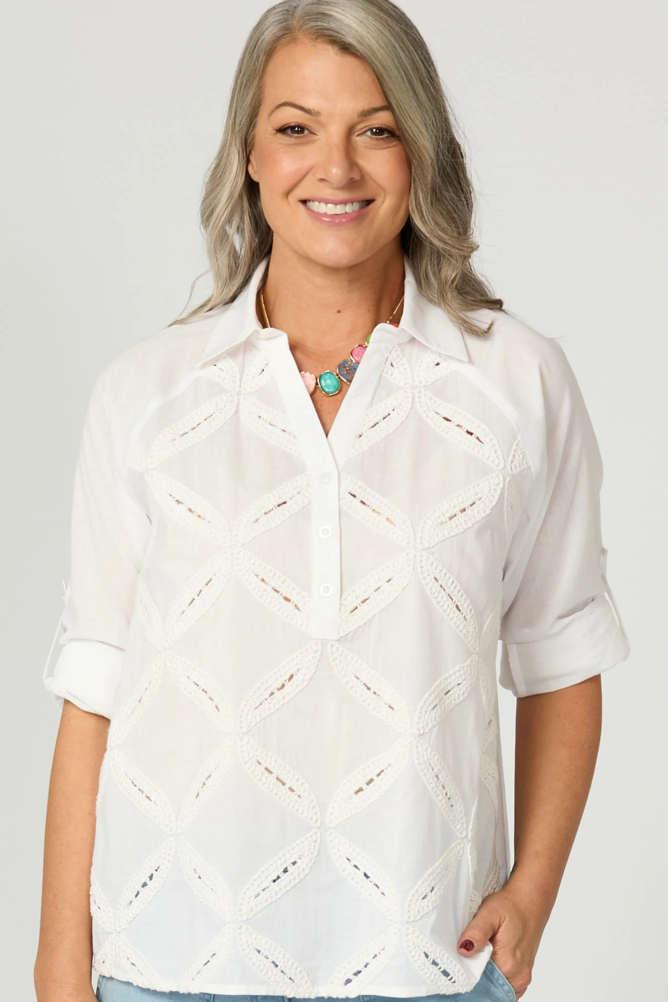 Palisades L/s Embroidered Top - Image 3