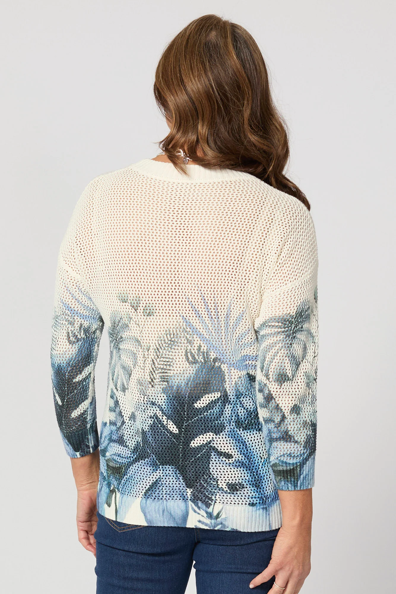 Palm Print 3/4 Sleeve Sweater - Image 5