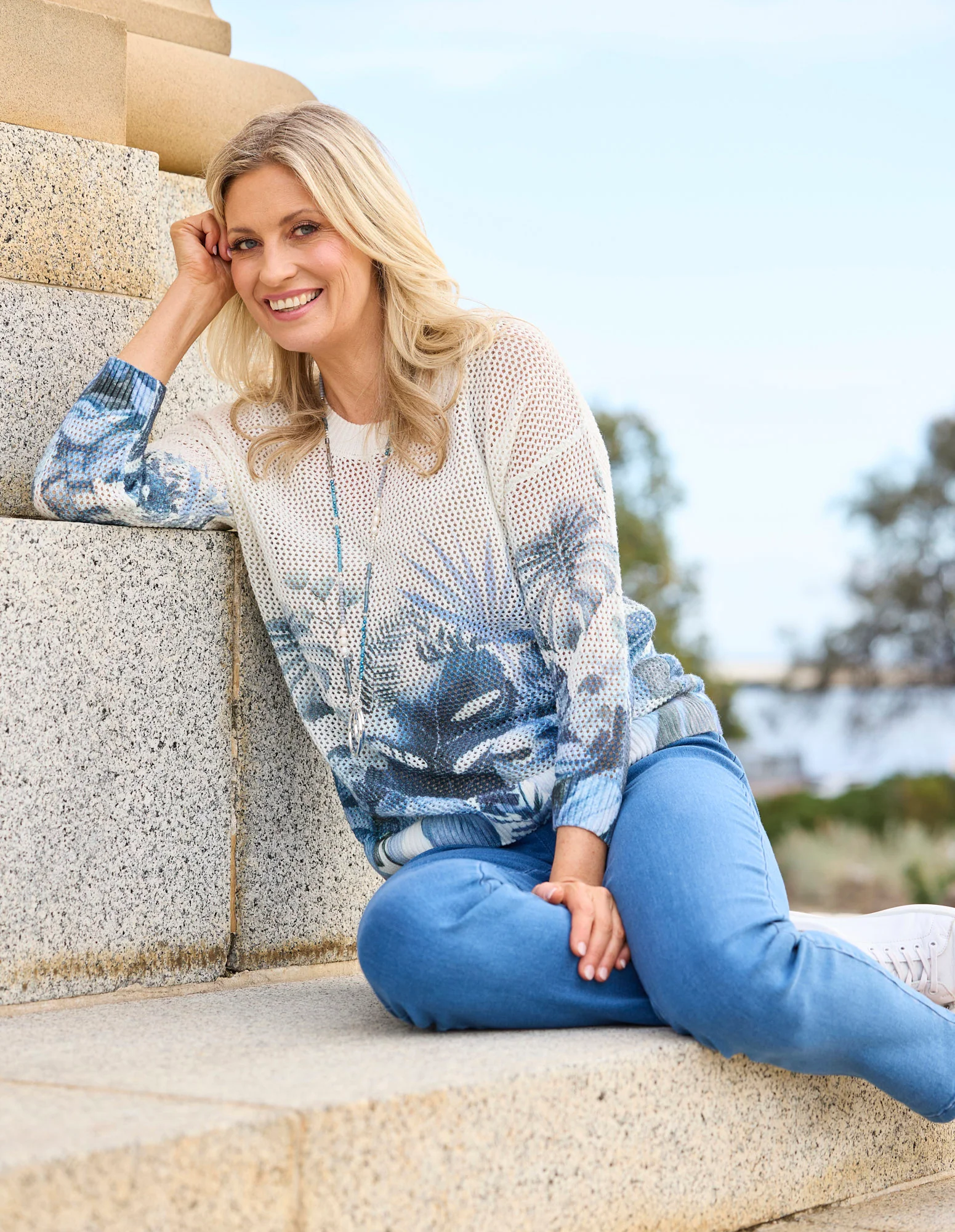 Palm Print 3/4 Sleeve Sweater - Image 7
