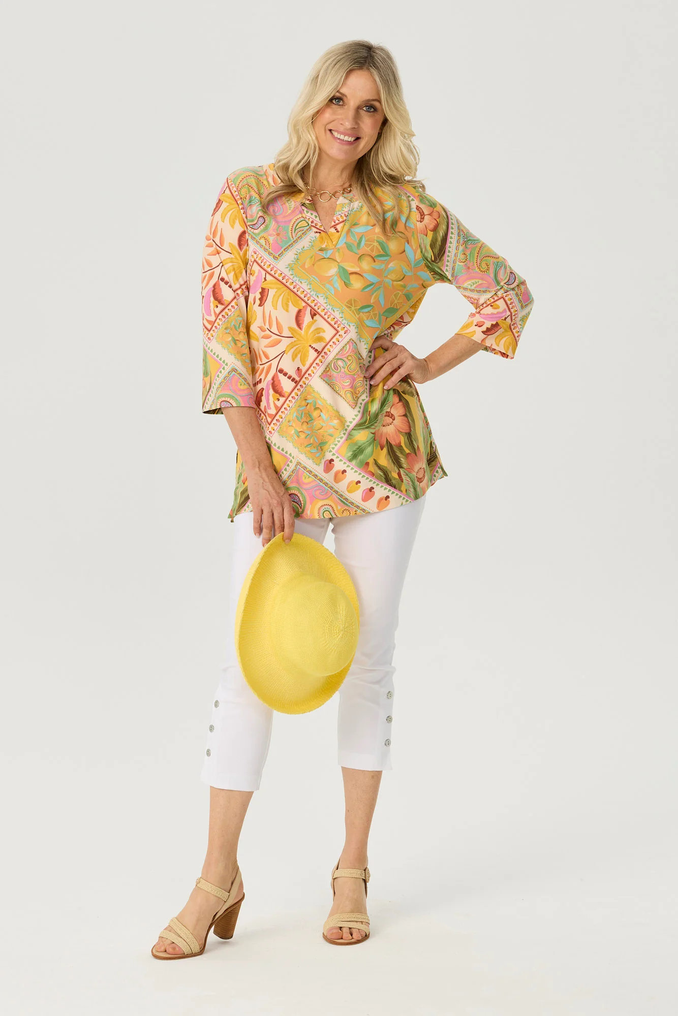 Pina Colada 3/4 Sleeve V-neck Tunic - Image 3