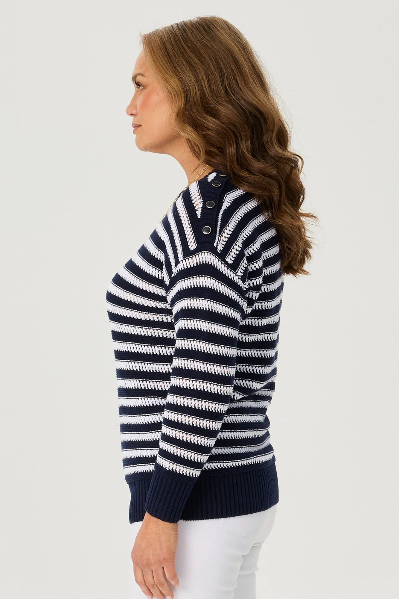 Port Fairy Stripe 3/4 Sleeve Sweater - Image 2