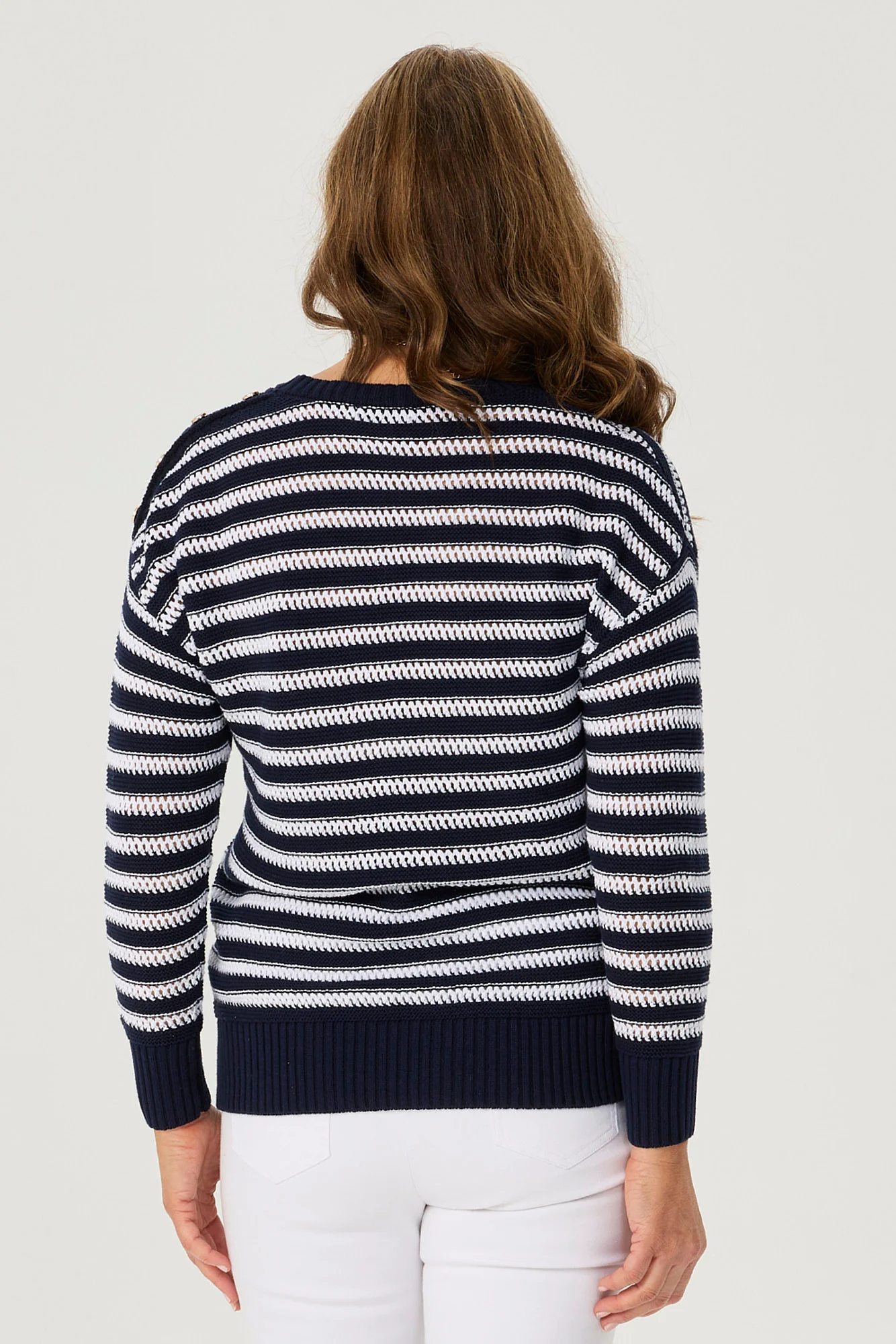 Port Fairy Stripe 3/4 Sleeve Sweater - Image 4