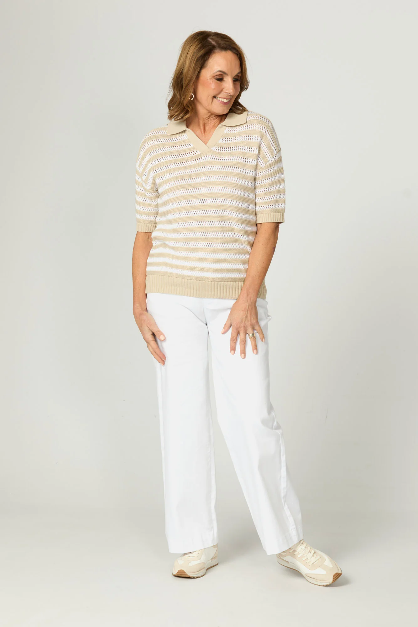 Port Fairy Stripe Elbow Sleeve Polo - Image 5