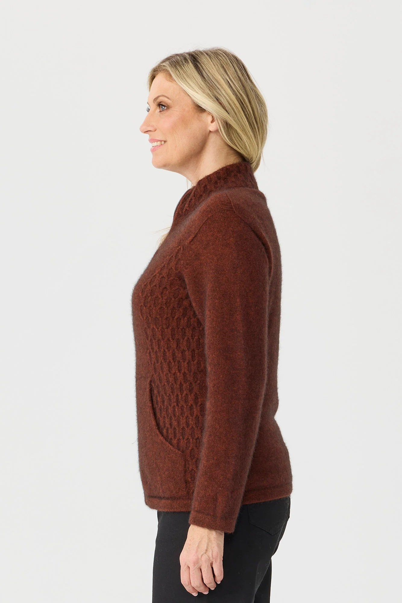 Possum Honeycomb Zip Up Cardigan - Image 4