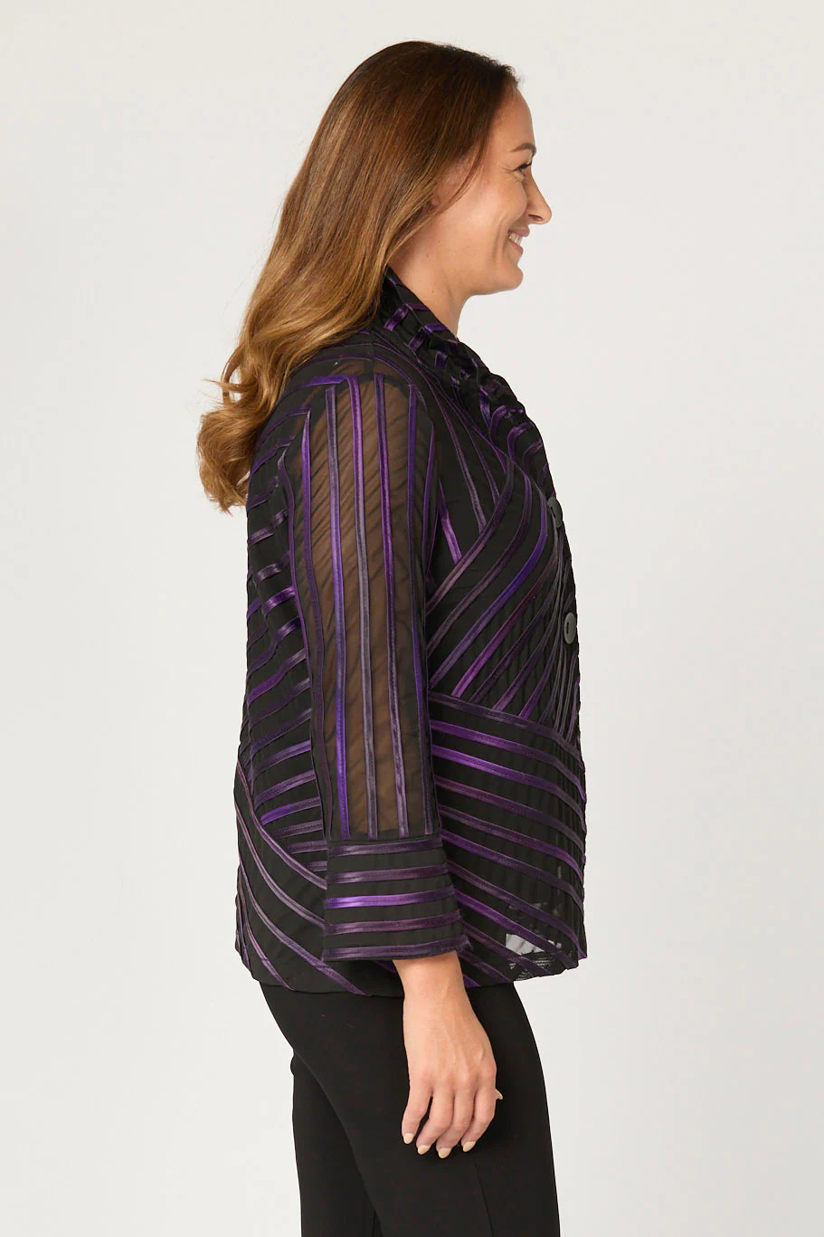 Raven Ribbon Mesh Button Up Jacket - Image 2