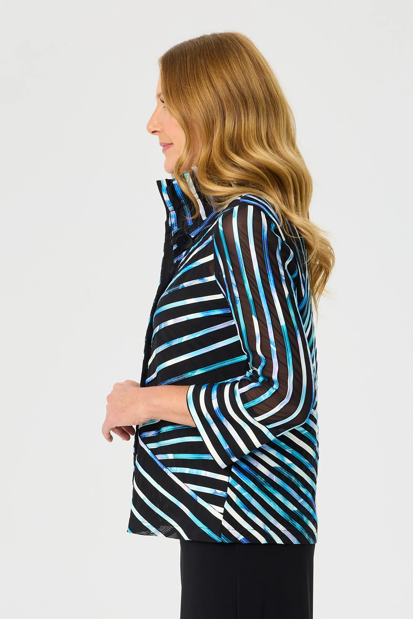 Raven Ribbon Mesh Button Up Jacket - Image 3