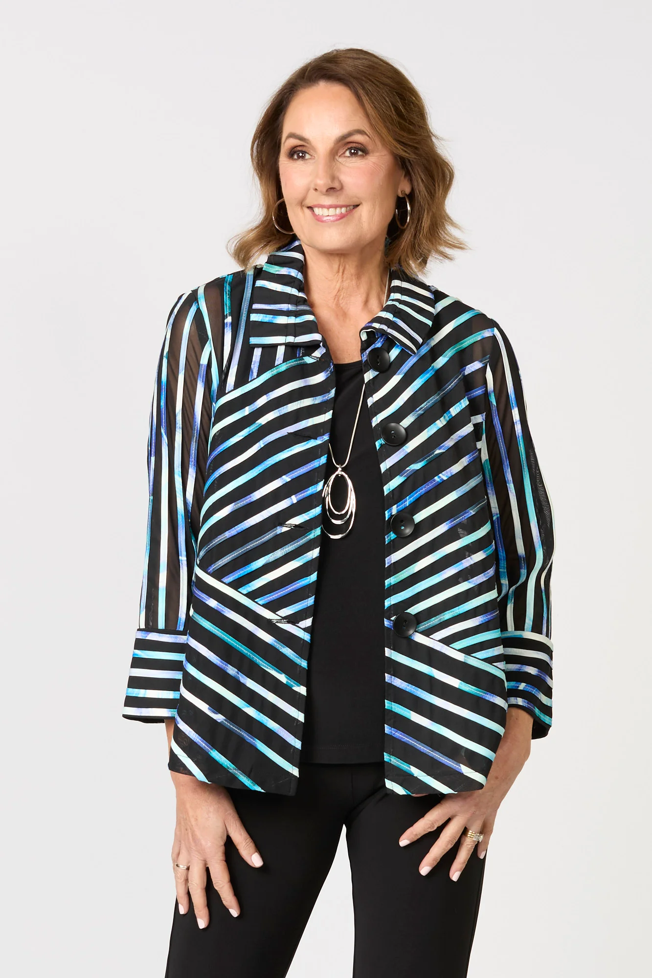 Raven Ribbon Mesh Button Up Jacket - Image 4