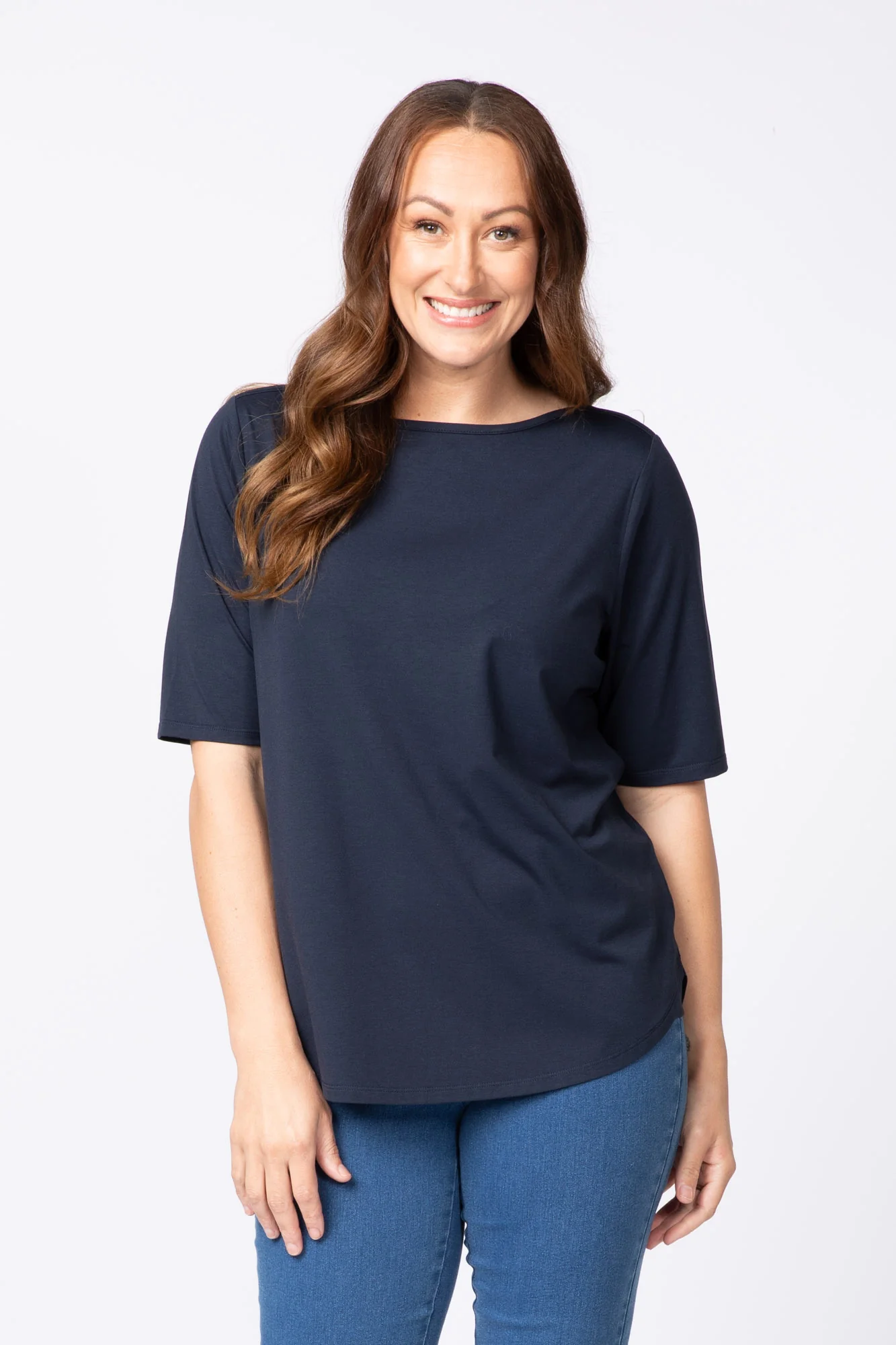 Recreation Boat Neck Elbow Sleeve Top