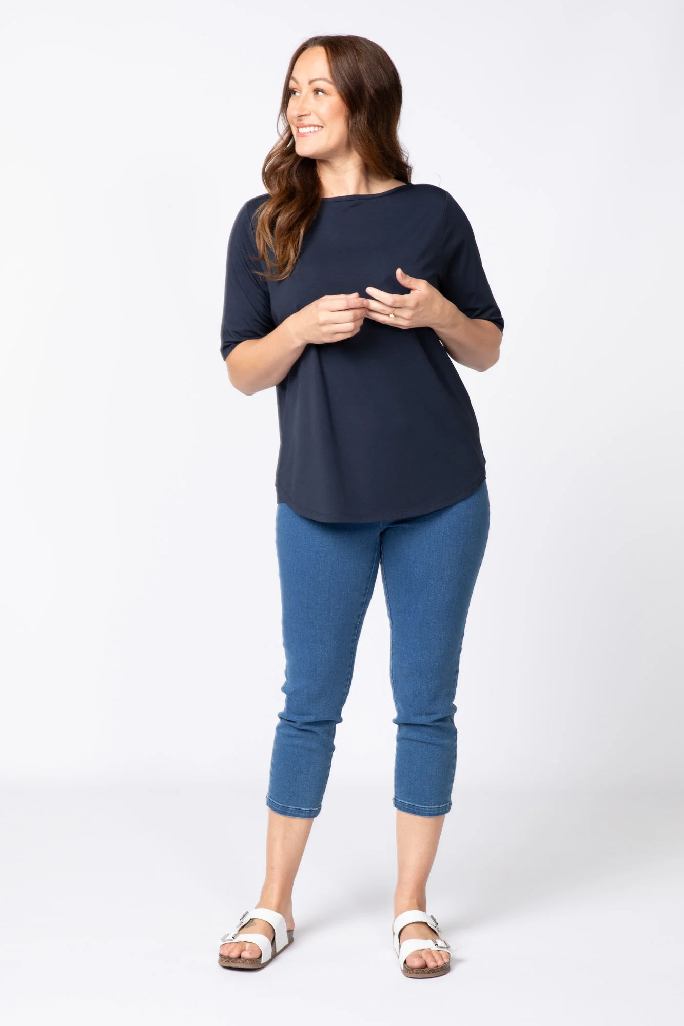 Recreation Boat Neck Elbow Sleeve Top - Image 3