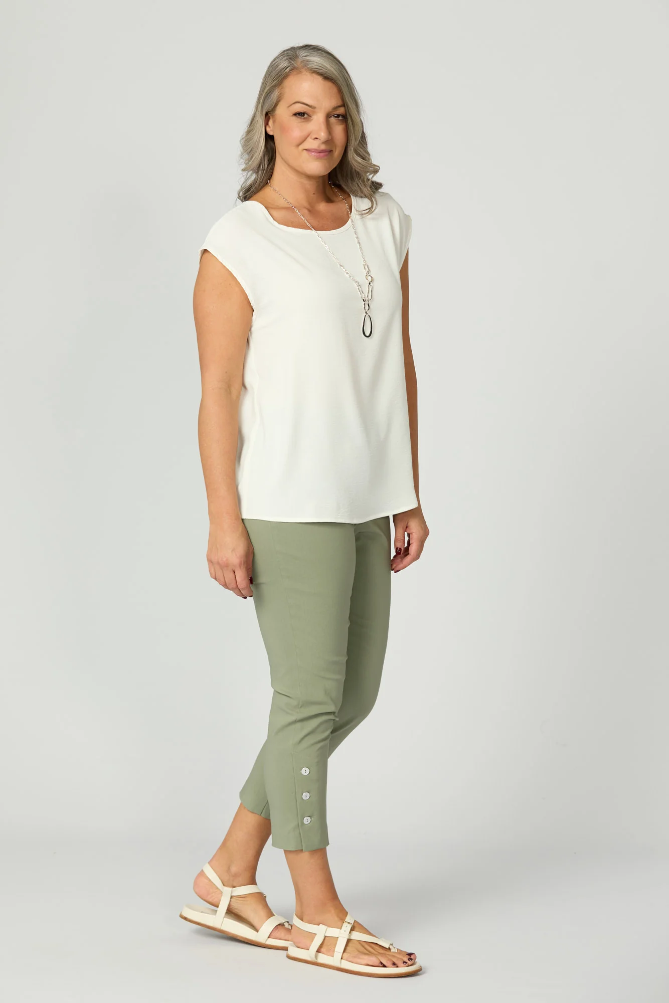 Resort Button Back Cap Sleeve Top - Image 2