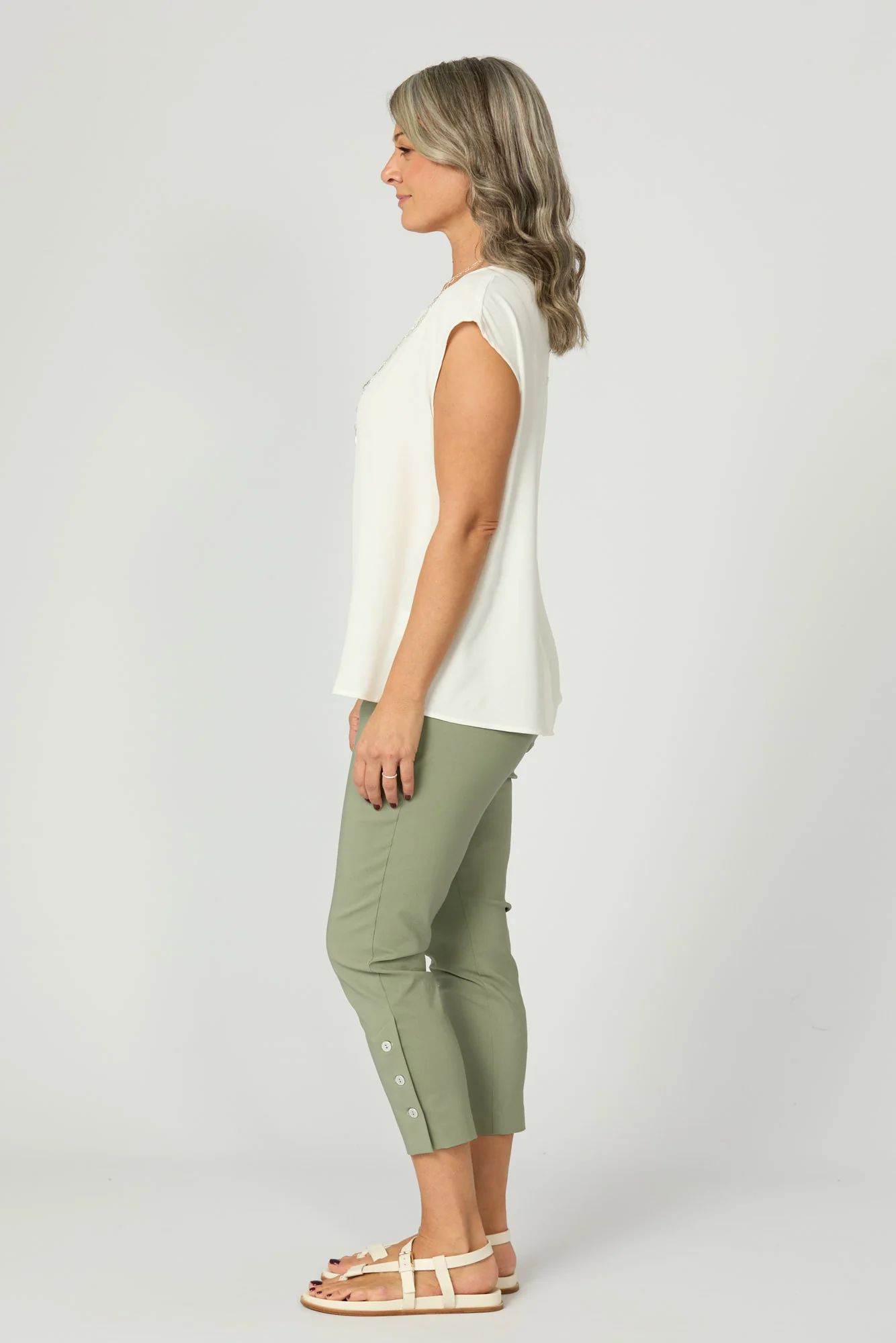 Resort Button Back Cap Sleeve Top - Image 4