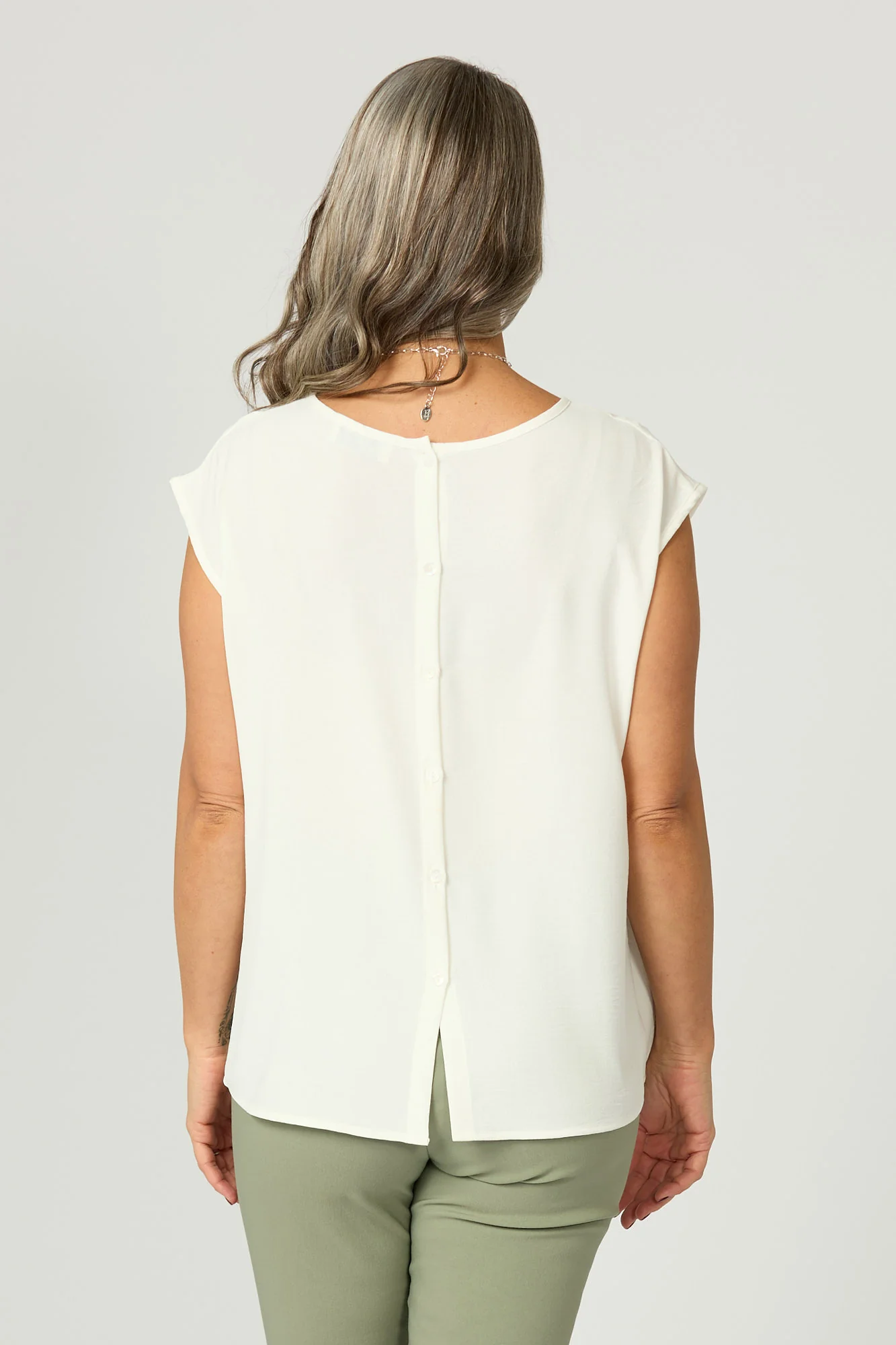 Resort Button Back Cap Sleeve Top - Image 5