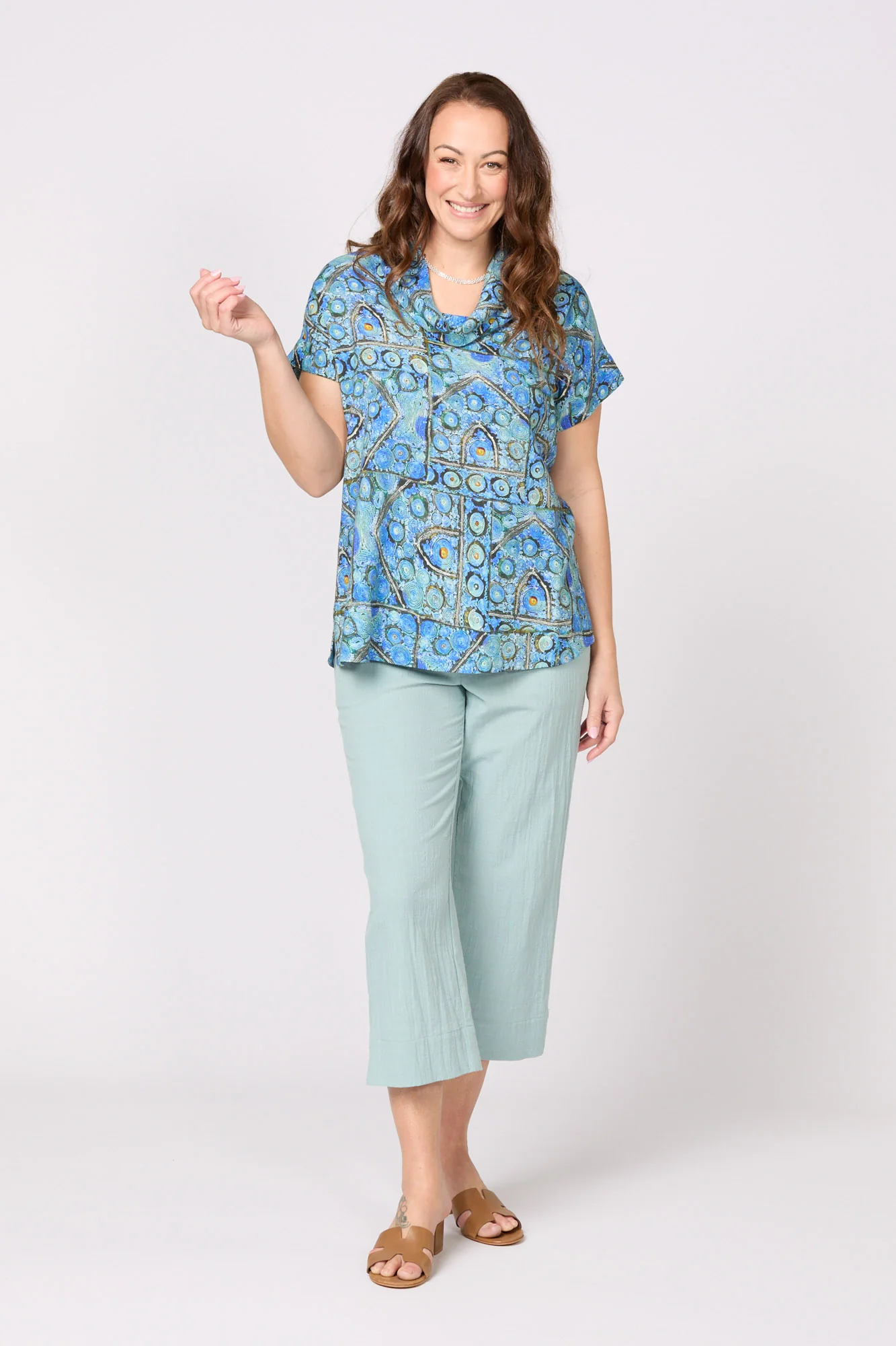 Riley Cowl Neck Short Sleeve Top - Image 5