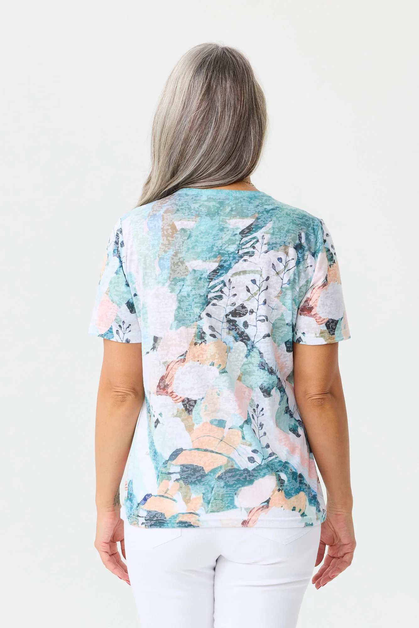 Romy Short Sleeve Burn Out Print Tee - Image 5