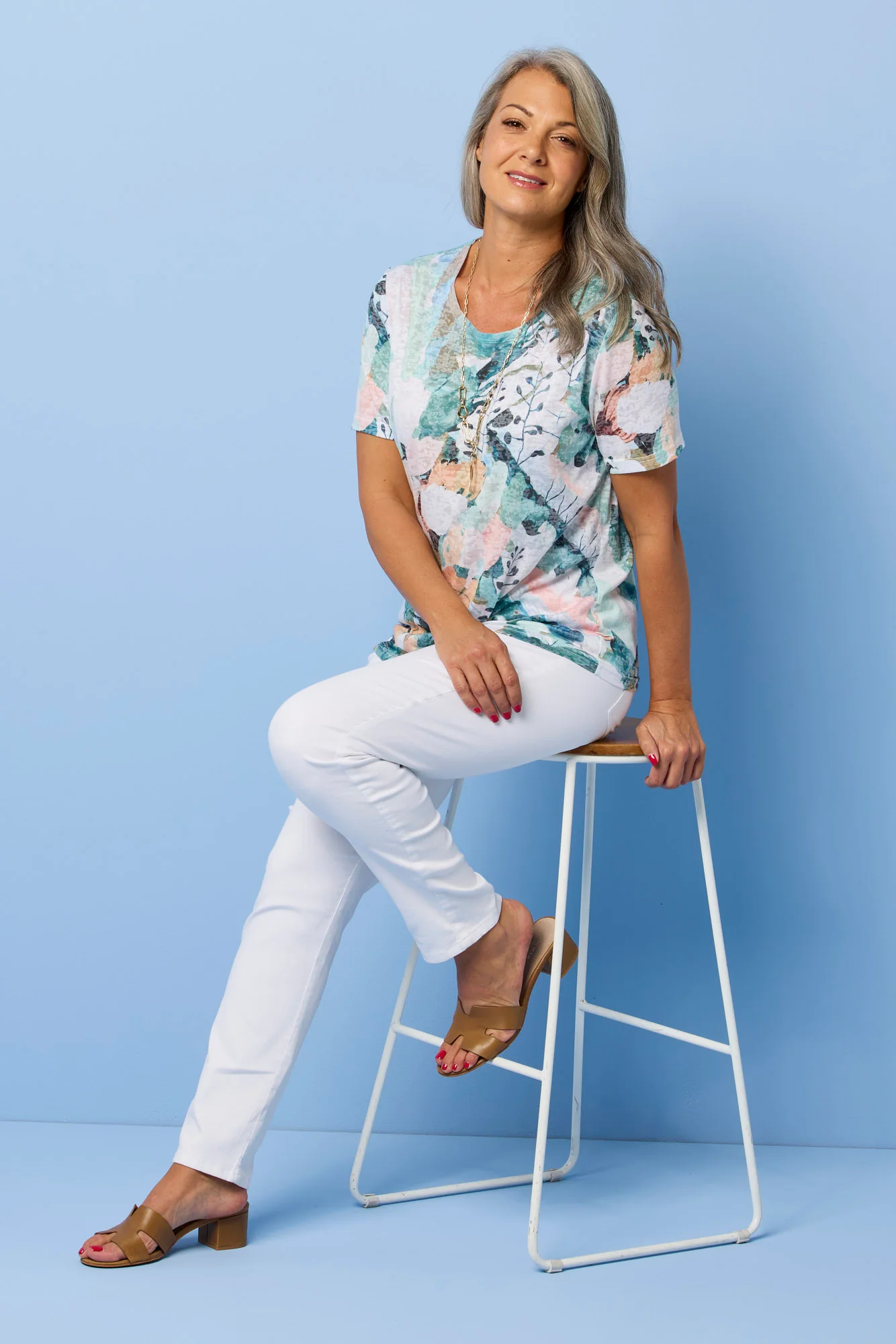 Romy Short Sleeve Burn Out Print Tee - Image 7