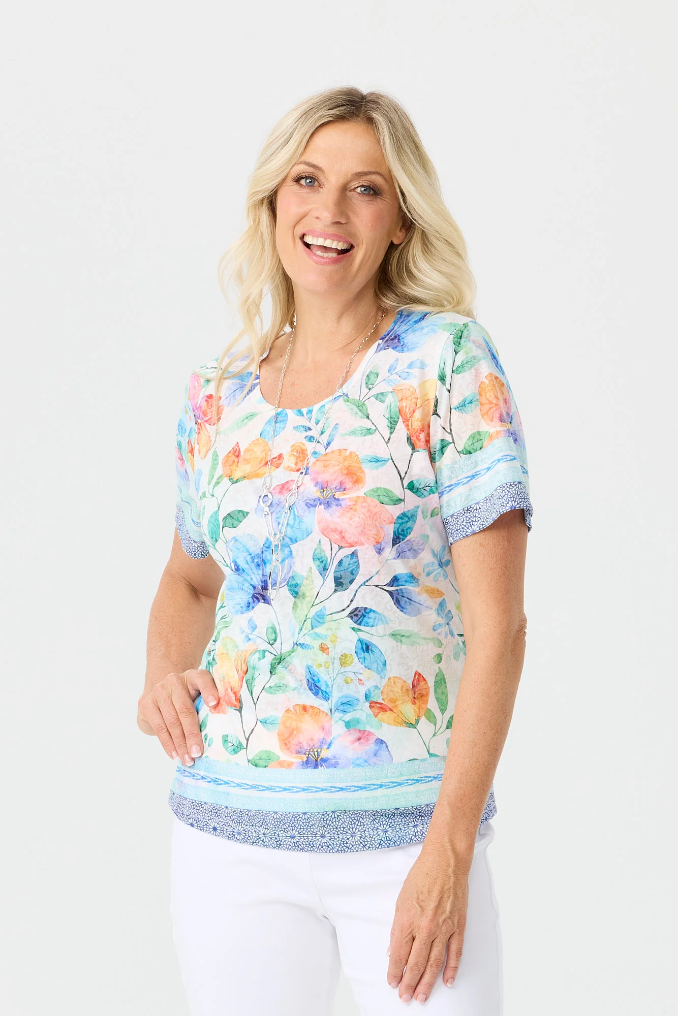 Romy Short Sleeve Burn Out Print Tee