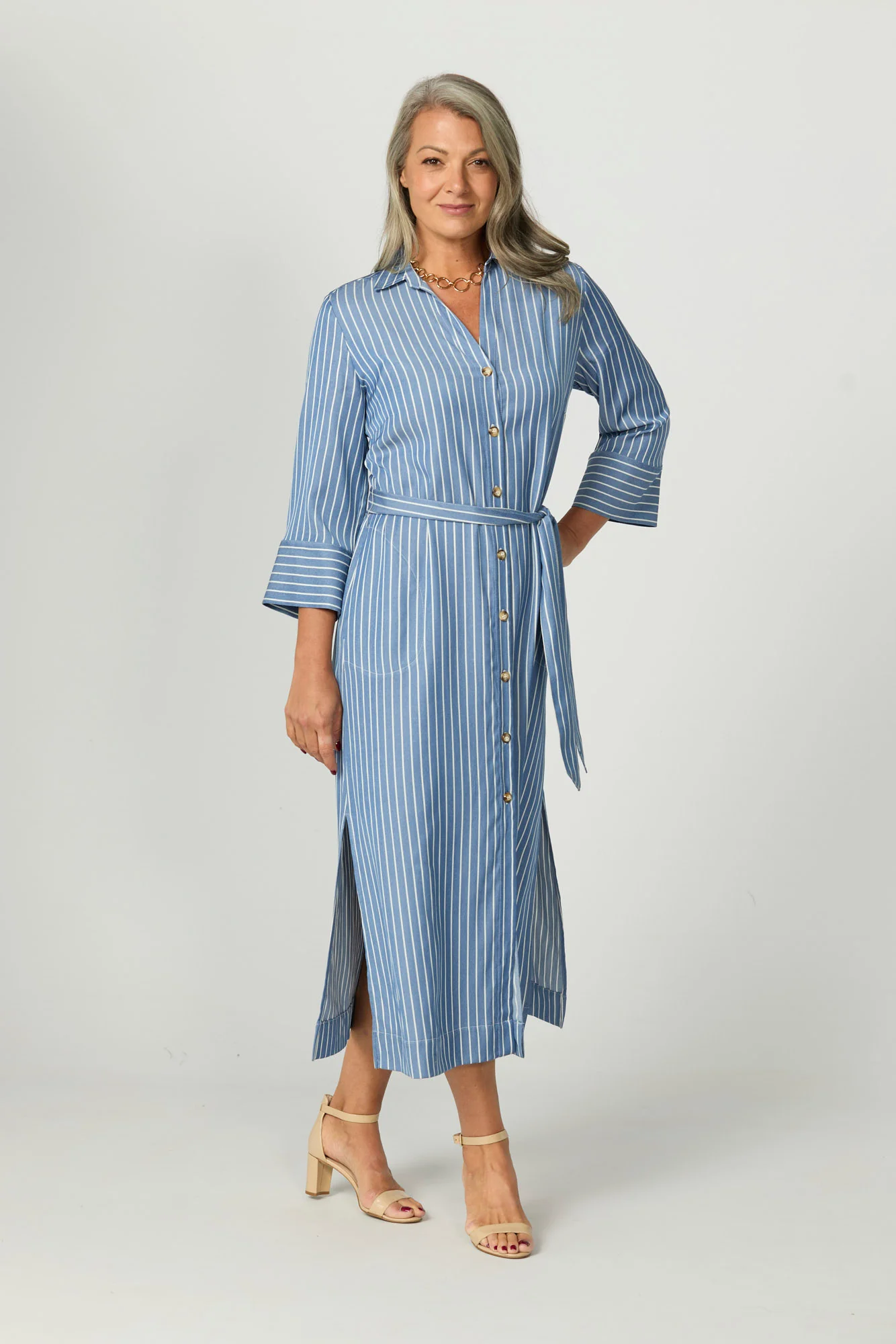 Santorini Stripe Shirtmaker Dress