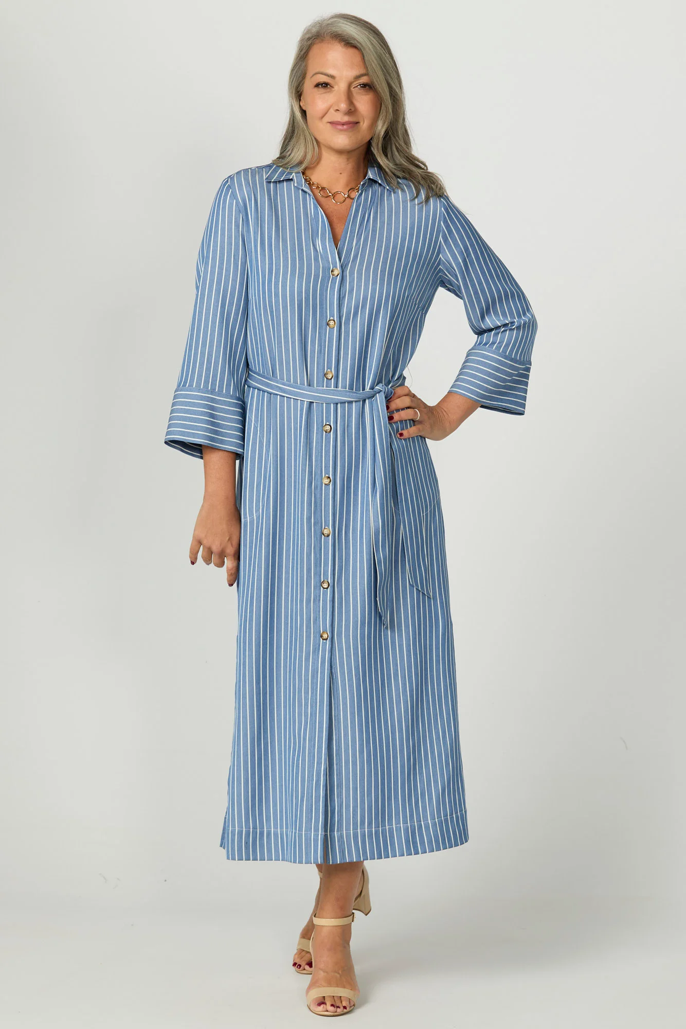 Santorini Stripe Shirtmaker Dress - Image 3