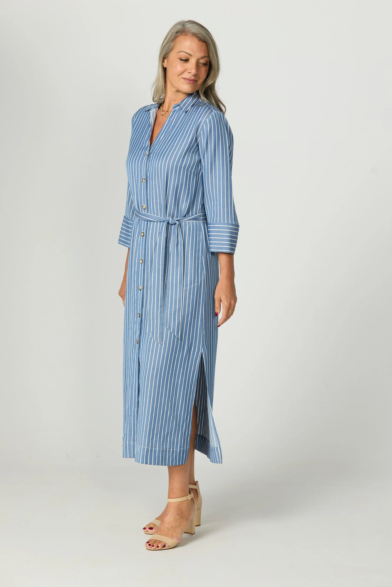 Santorini Stripe Shirtmaker Dress - Image 4