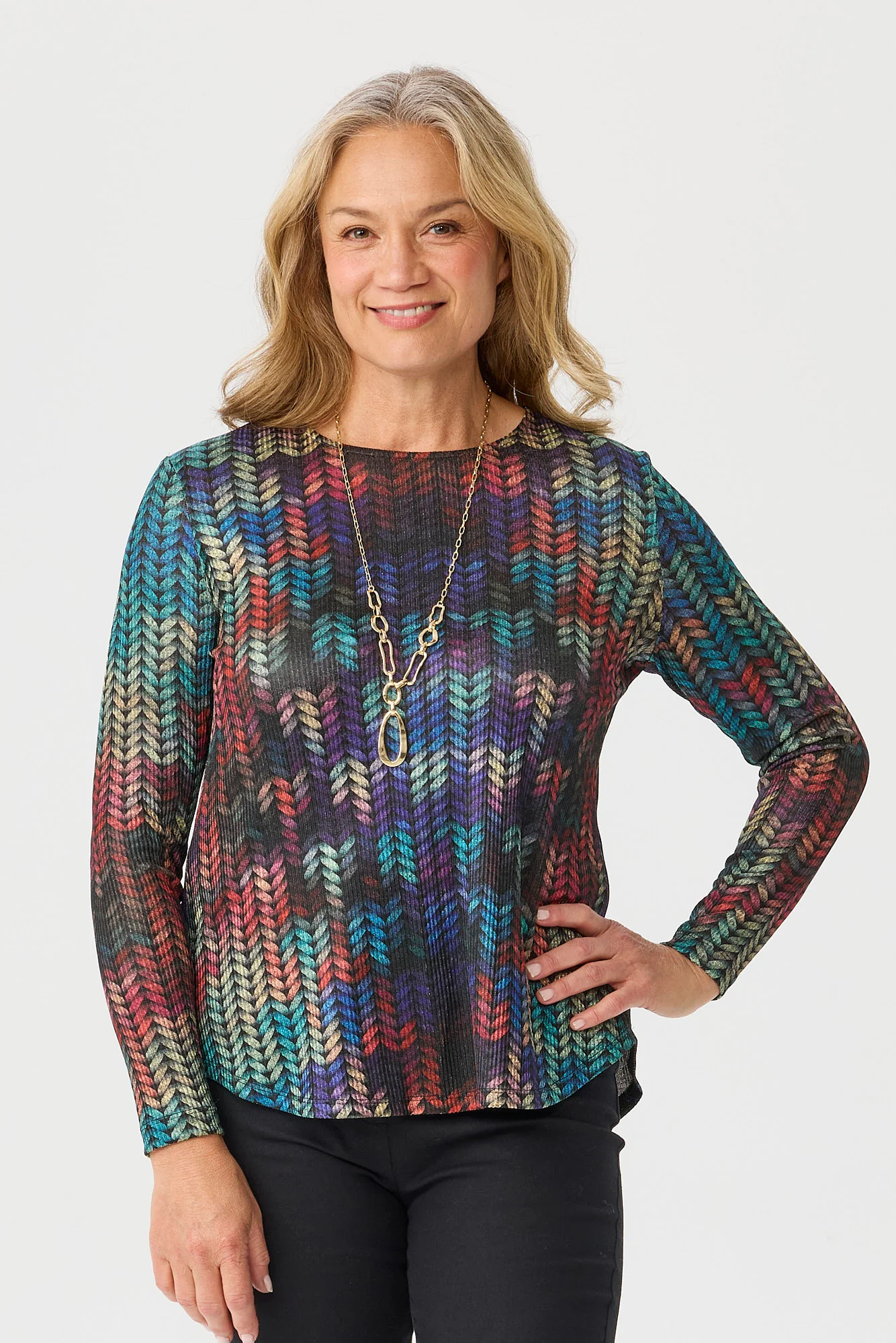 Serpent Pleat Back Long Sleeve Top
